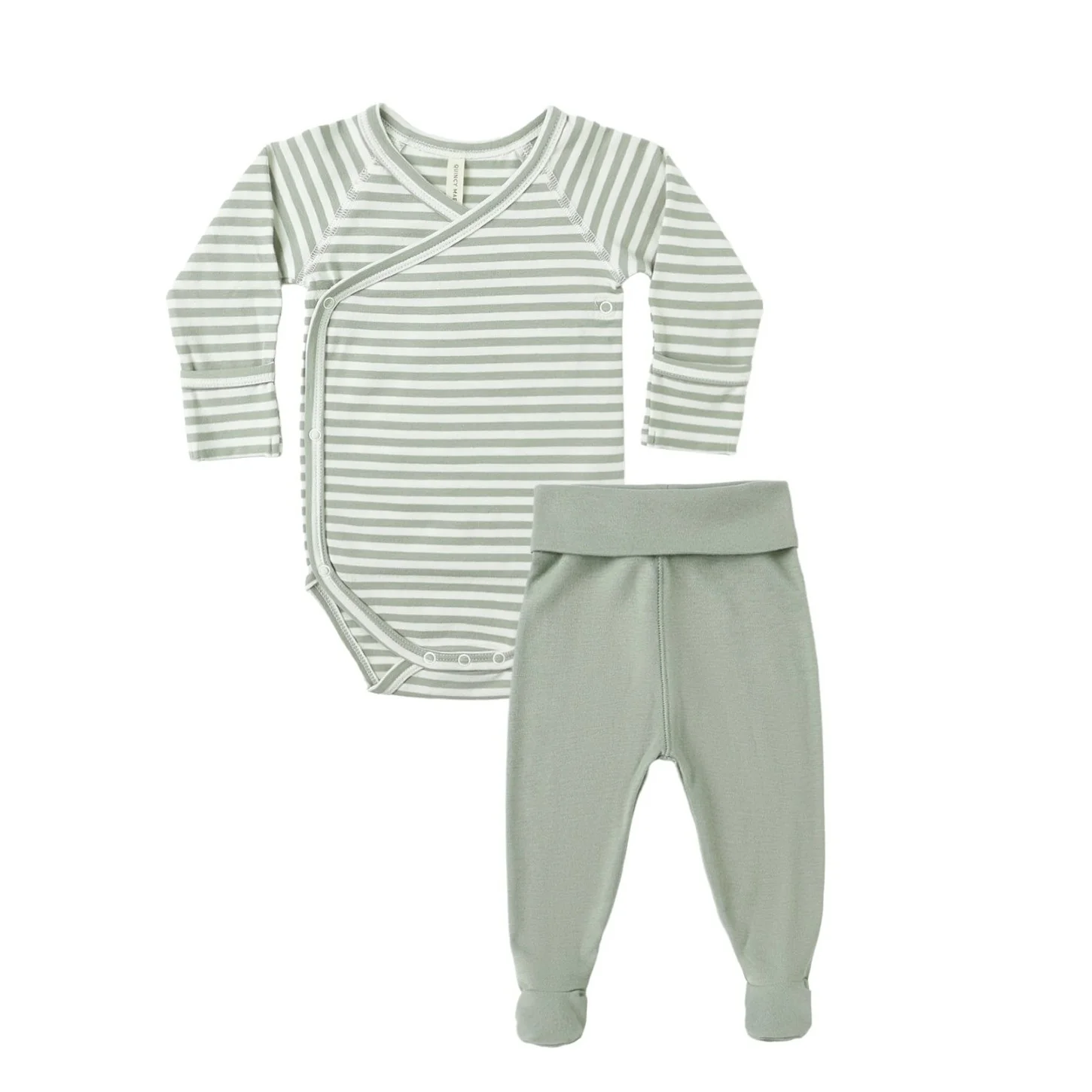 Side Snap Bodysuit + Pant Set - Fern Stripe