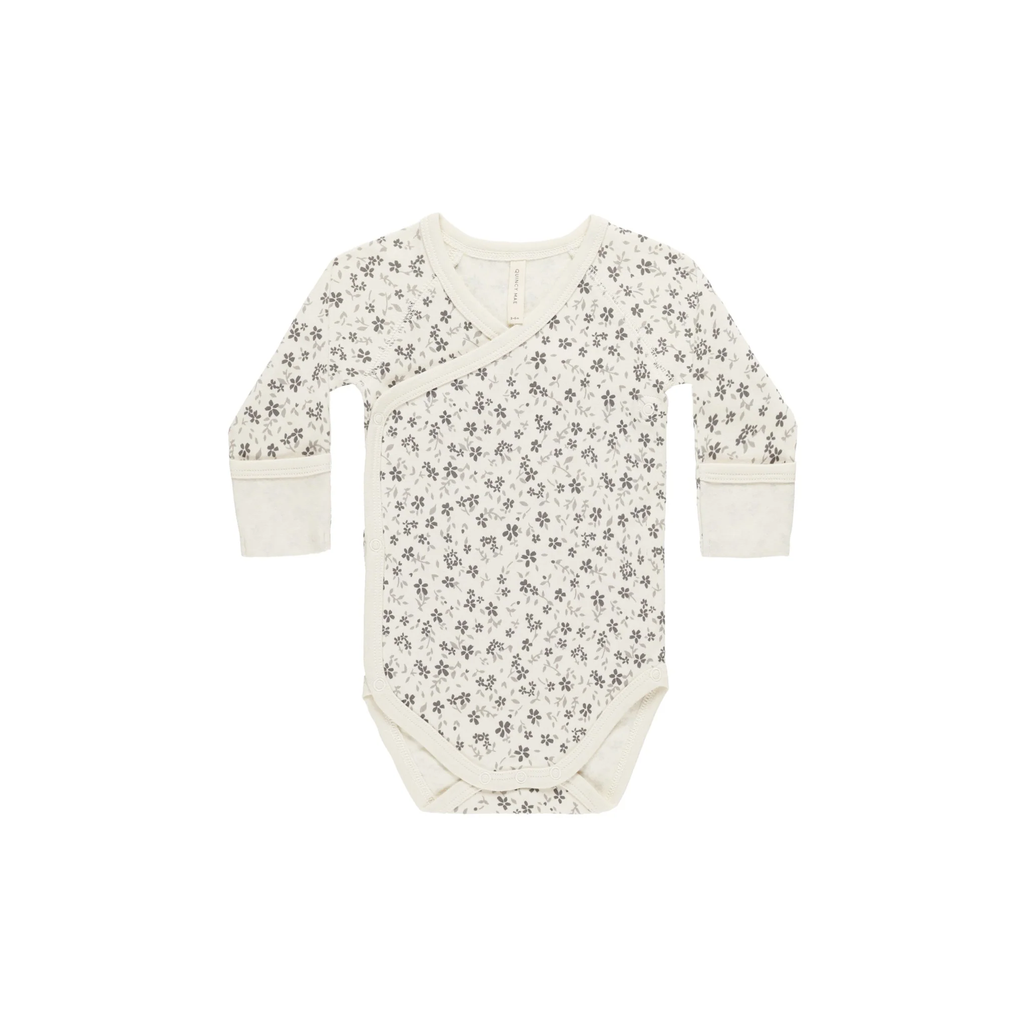 Quincy Mae Side Snap Bodysuit - Blue Floral
