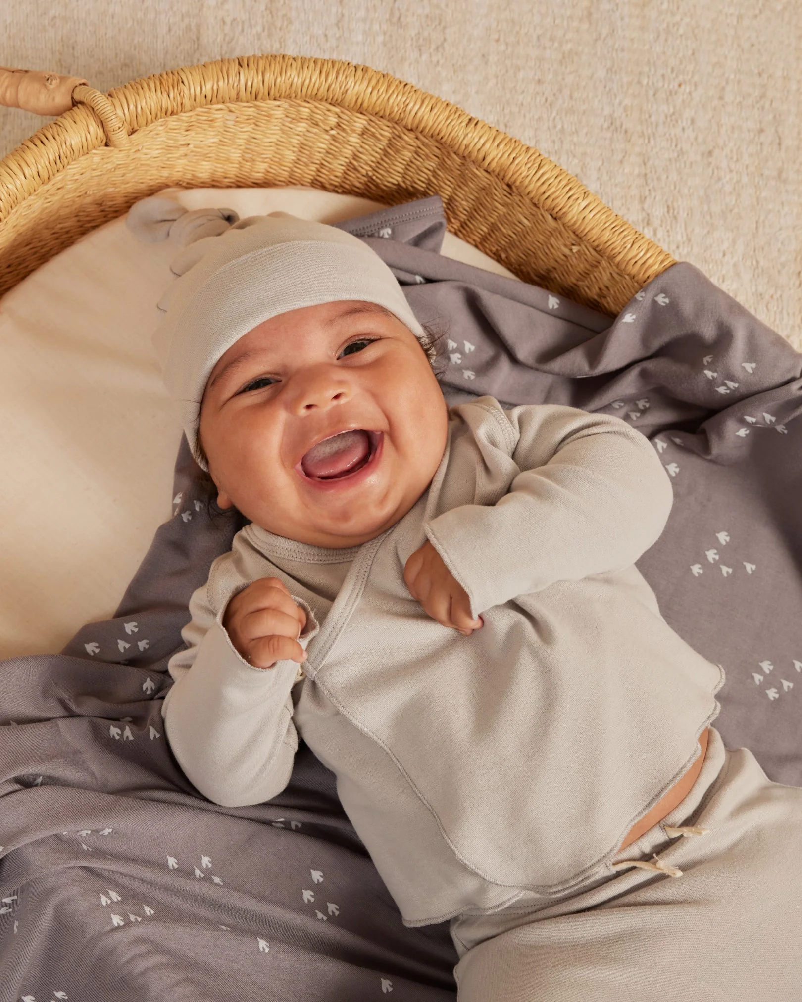 Quincy Mae Wrap Top + Footed Pant Set - Cloud - Image 3