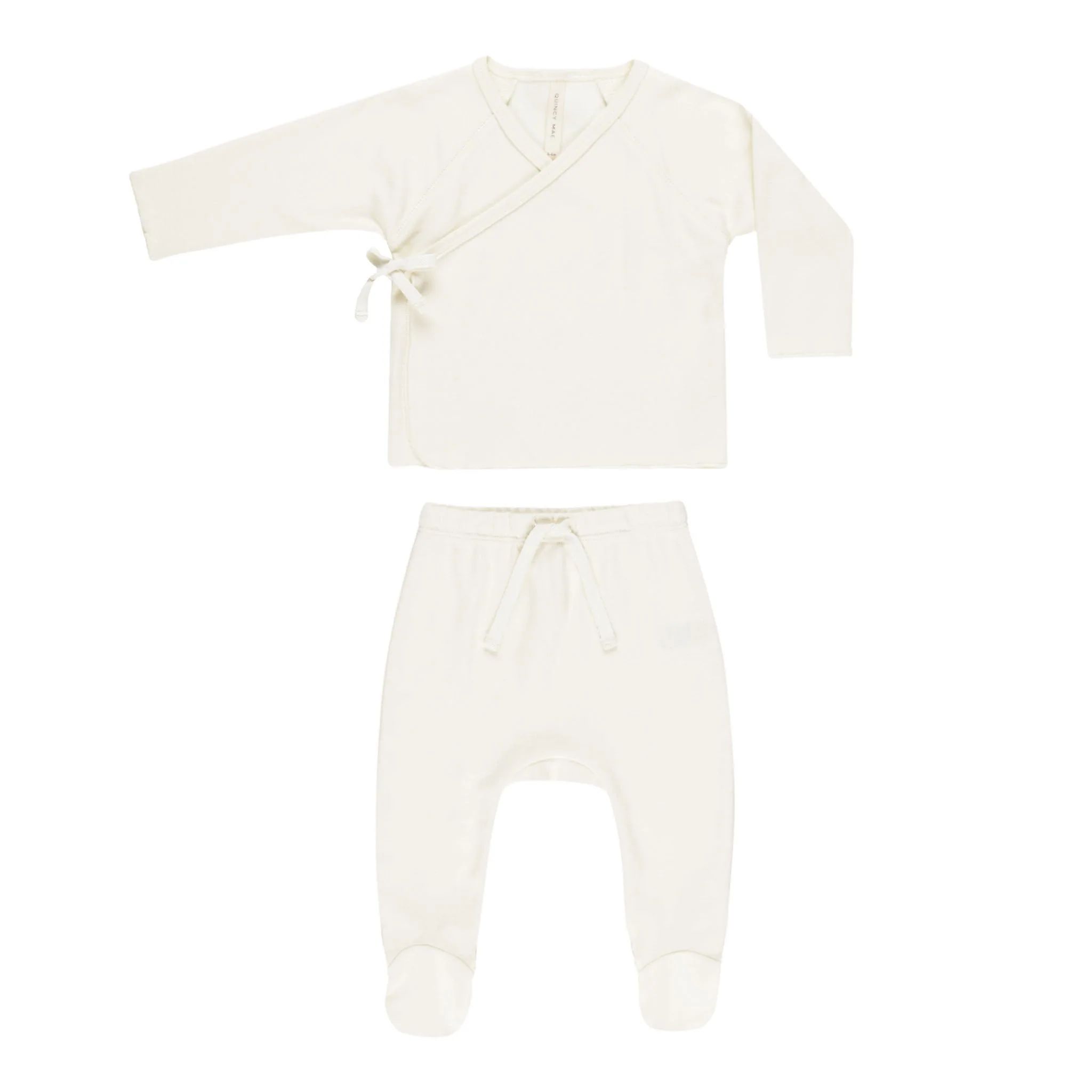 Wrap Top + Footed Pant Set - Ivory