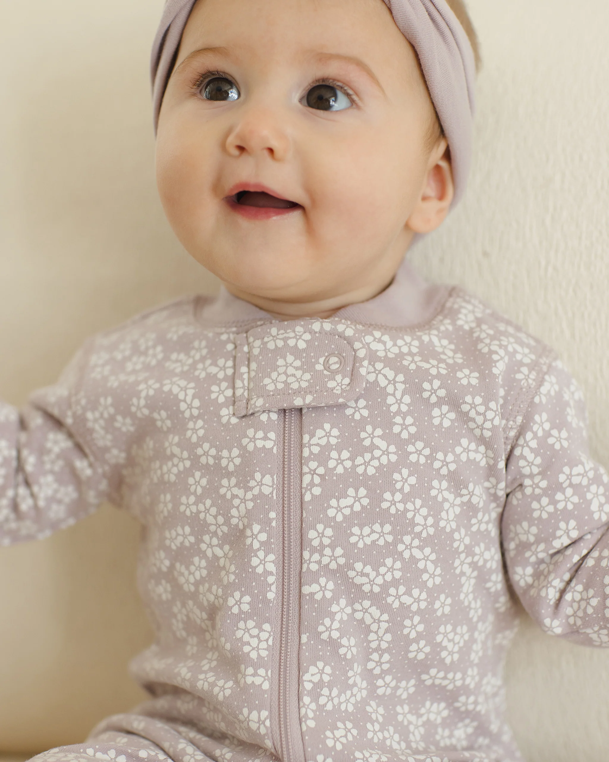 Zip Long Sleeve Sleeper Footie - Lavender Ditsy - Image 4
