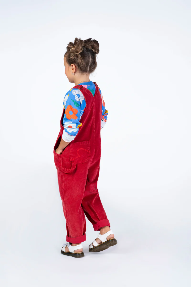 Cord Overalls - Red - Image 3