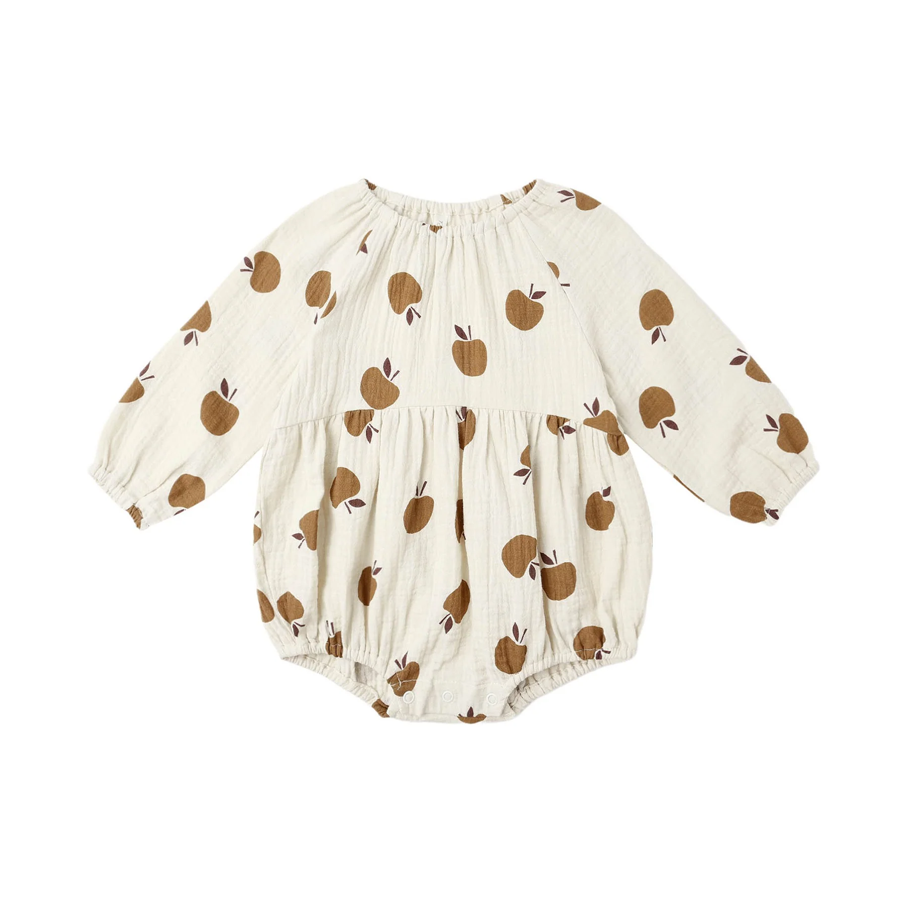 Long Sleeve Bubble Romper - Golden Apples
