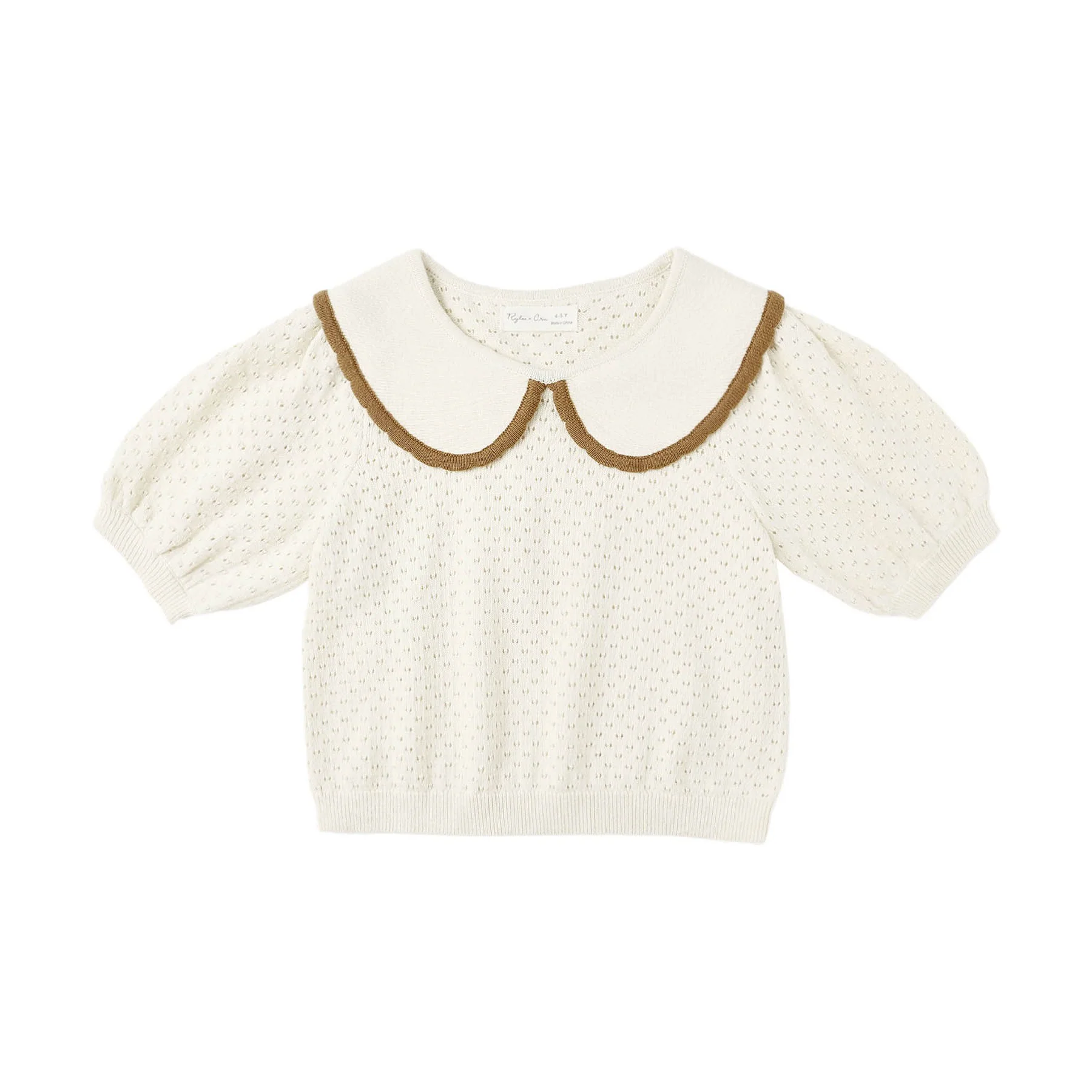 Pointelle Collared Top - Natural