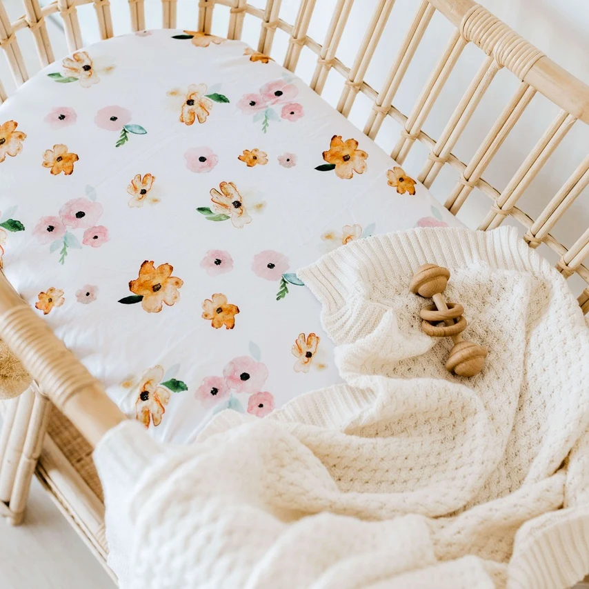 Snuggle Hunny Bassinet Sheet/Change Pad Cover - Poppy
