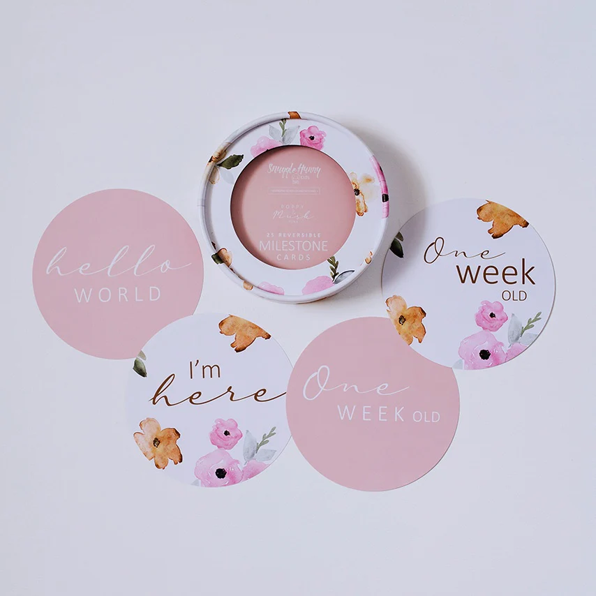 Snuggle Hunny Reversible Milestone Cards - Poppy & Musk Pink