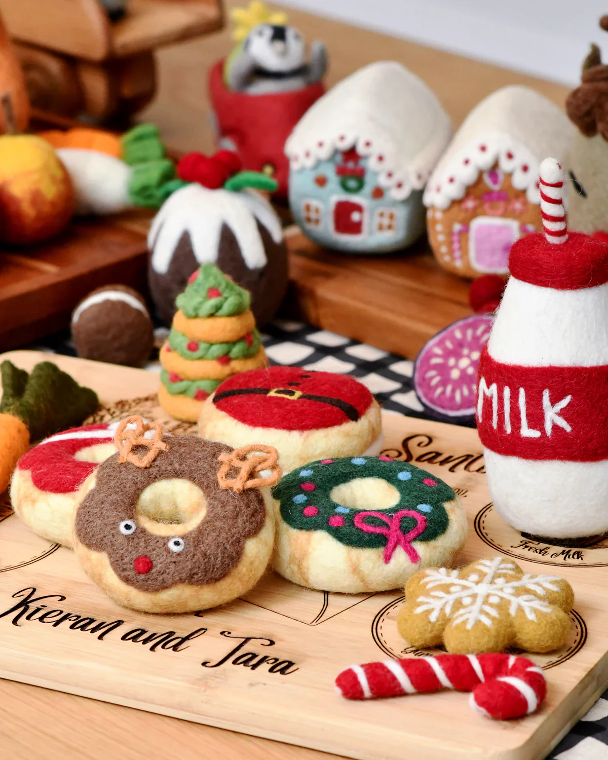 Felt Christmas Donut - Reindeer Doughnut with Salted Pretzels - Image 2