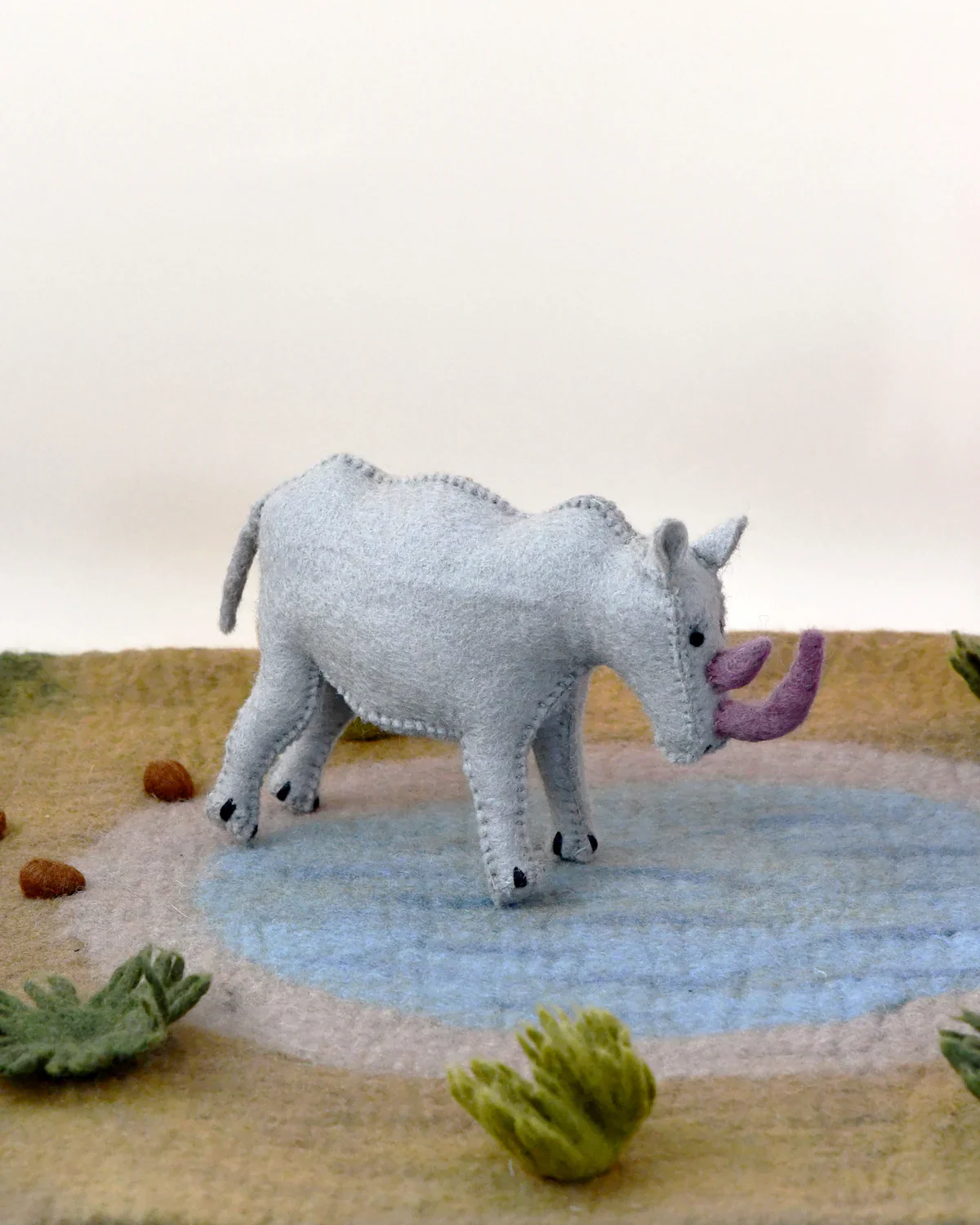 Felt Rhinoceros Soft Toy for Safari Play - Image 2