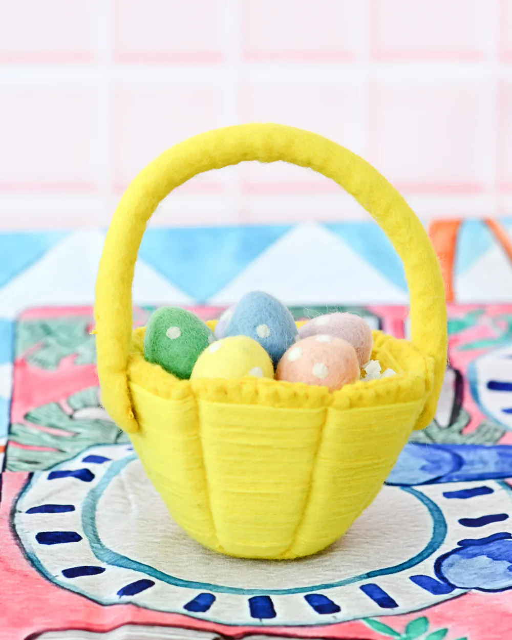 Petite Yellow Felt Easter Basket - Image 2