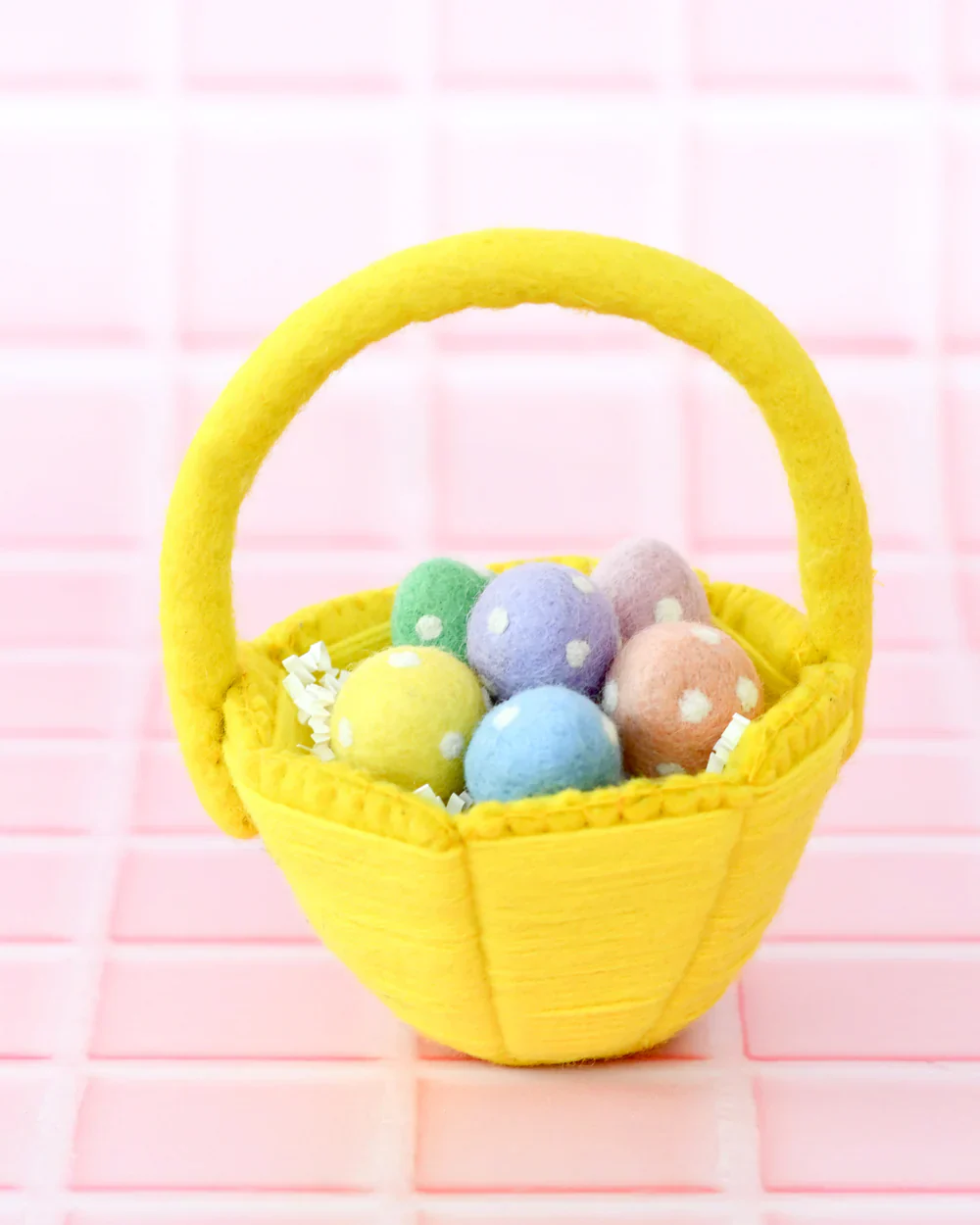 Petite Yellow Felt Easter Basket - Image 4
