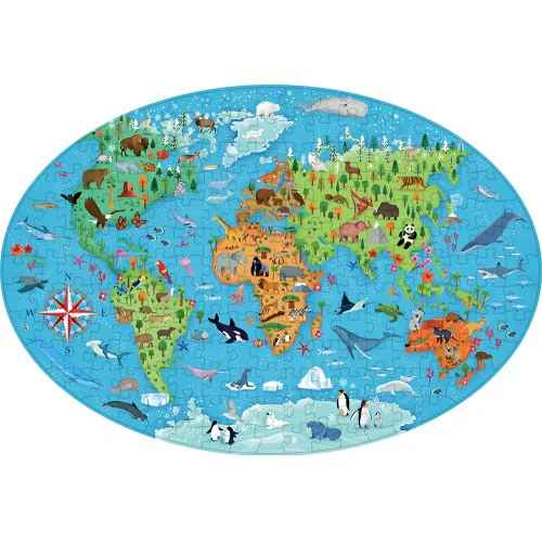 Travel Learn and Explore - Endangered Species of the Planet 205 Piece Puzzle & Book - Image 2