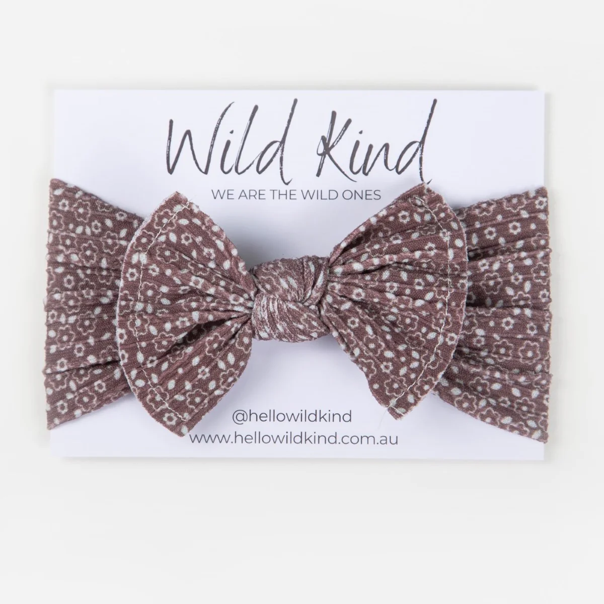 Ayla Wide Bow Headband - Mauve Floral