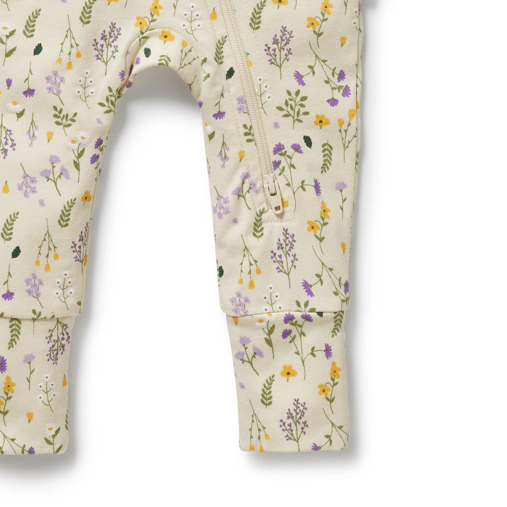 Bella Floral Organic Zipsuit with Feet - Image 4