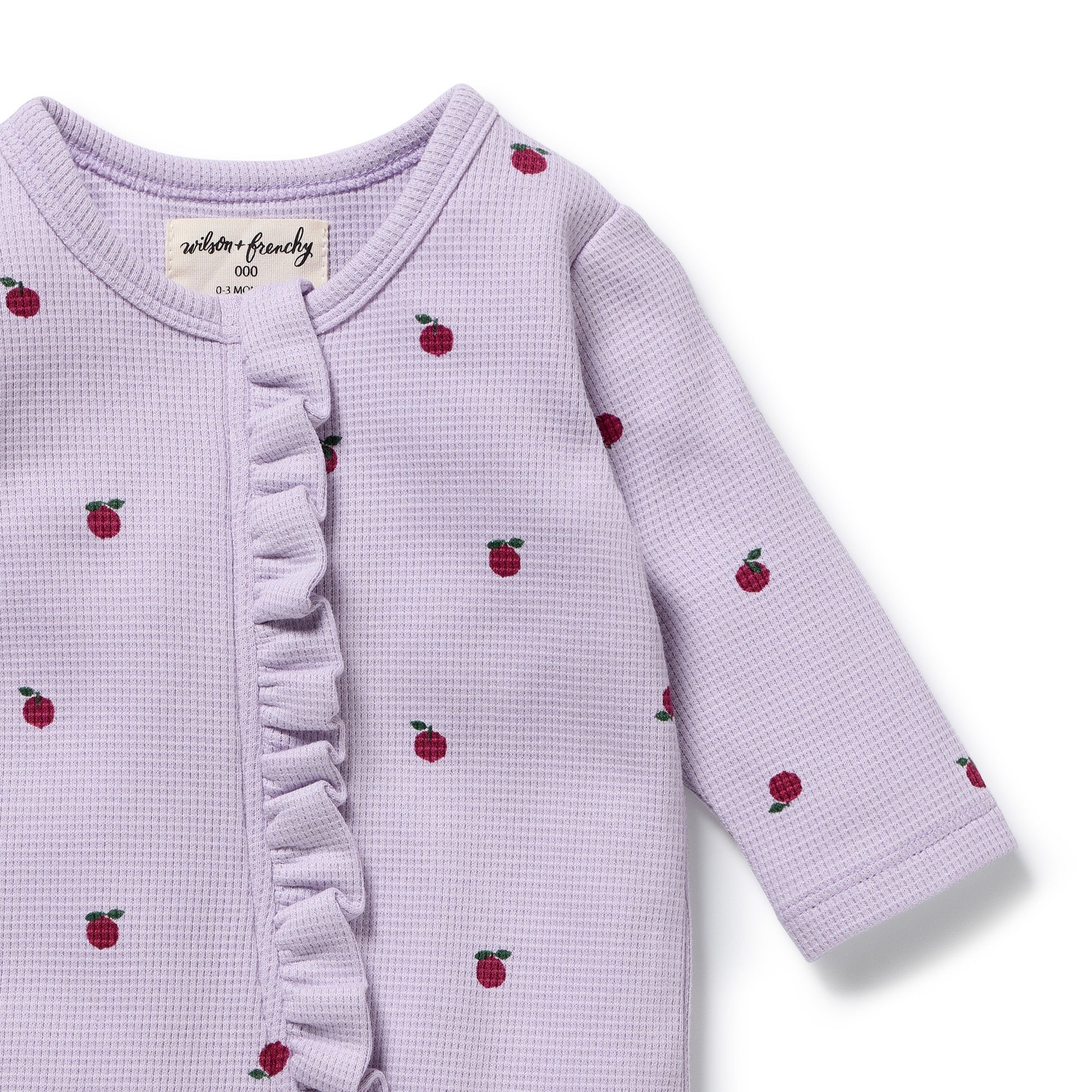 Berry Plums Organic Waffle Ruffle Zipsuit - Image 3