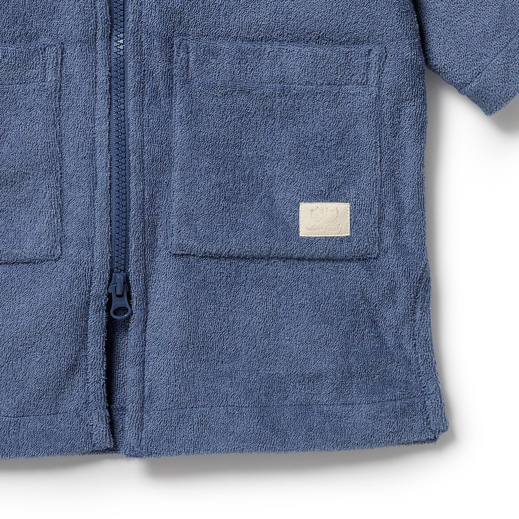 Organic Terry Hooded Towel - Deep Blue - Image 3