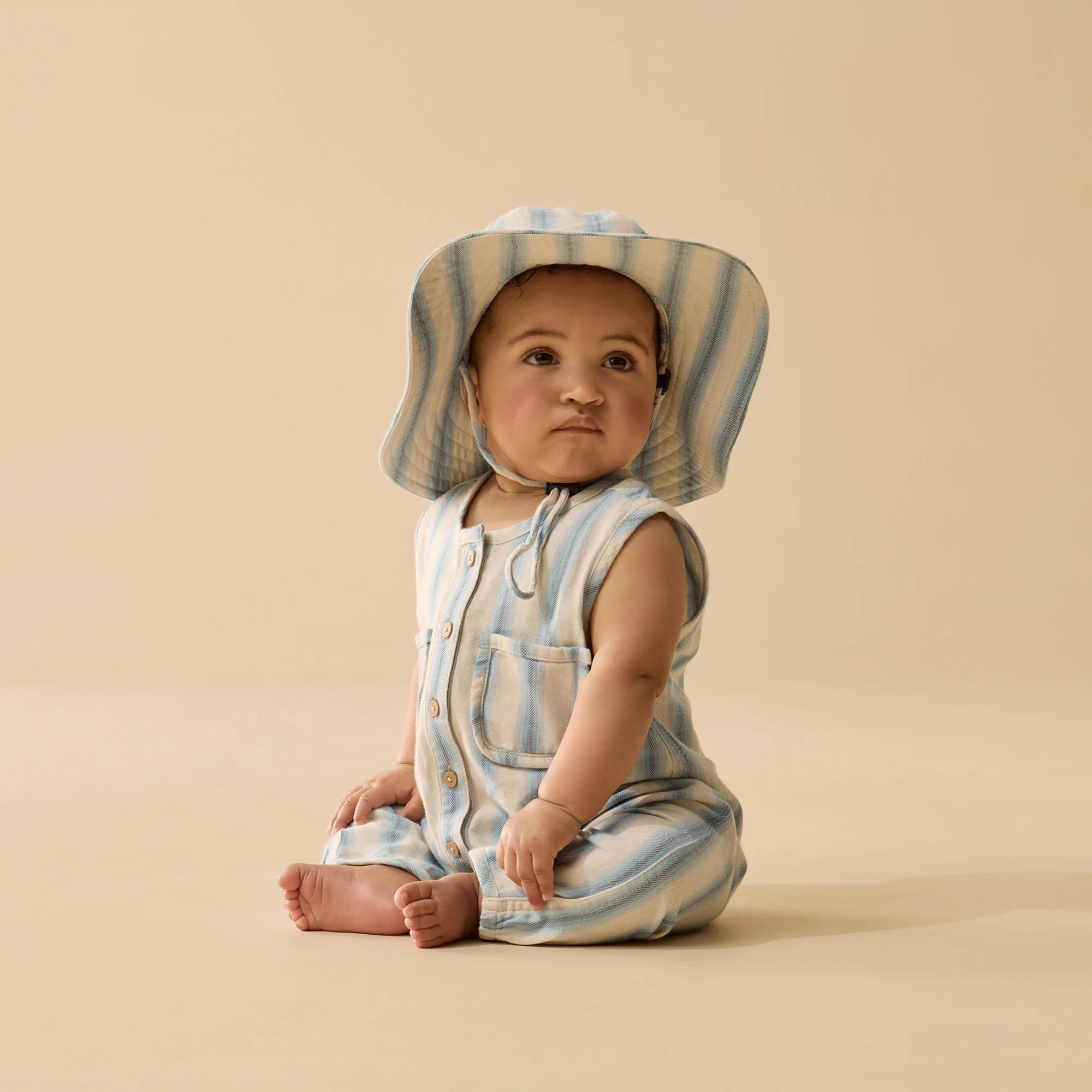 Organic Sun Hat - Deep Blue Stripe - Image 2