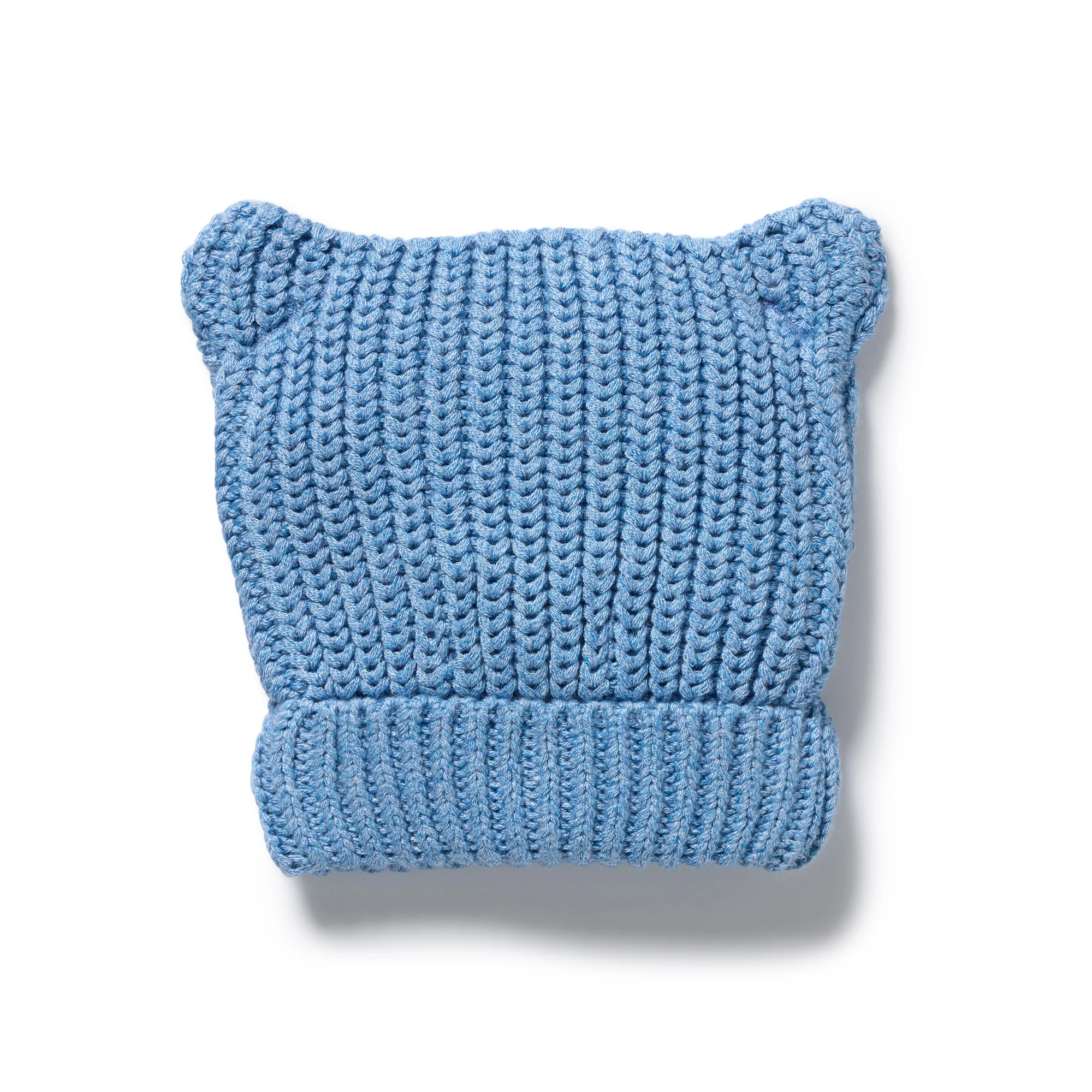 Frosted Blue Organic Knitted Bear Hat - Image 3