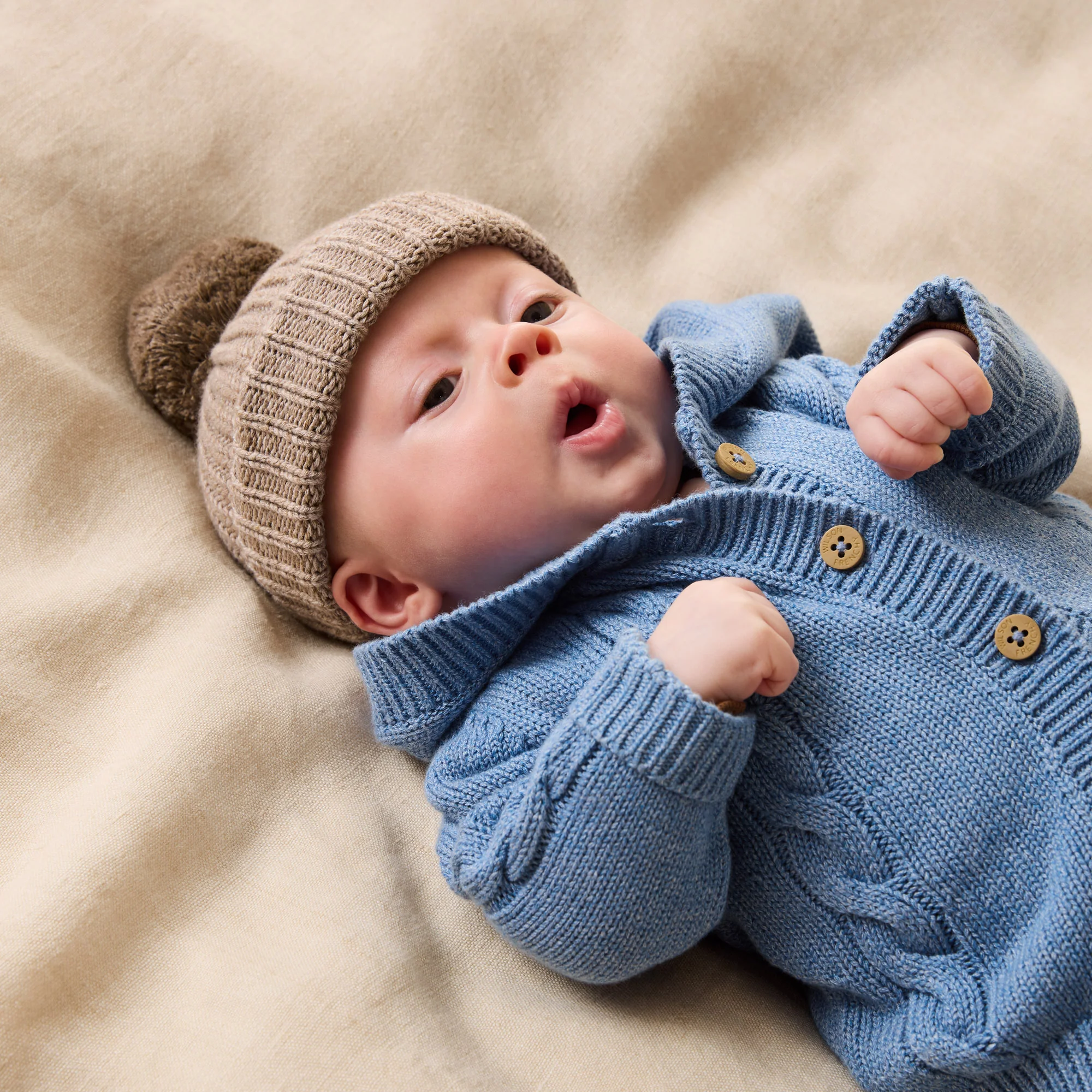 Frosted Blue Organic Knitted Cable Jacket - Image 2