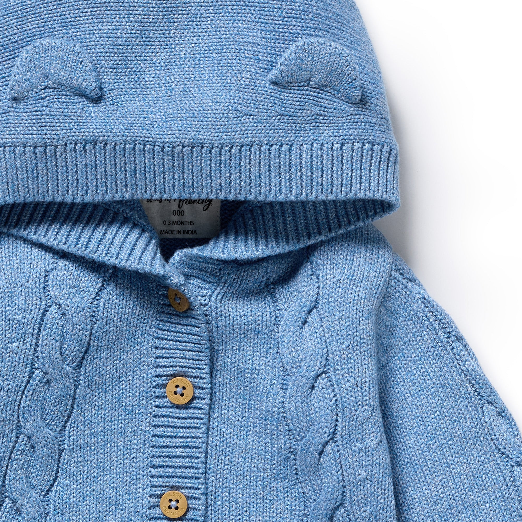Frosted Blue Organic Knitted Cable Jacket - Image 5