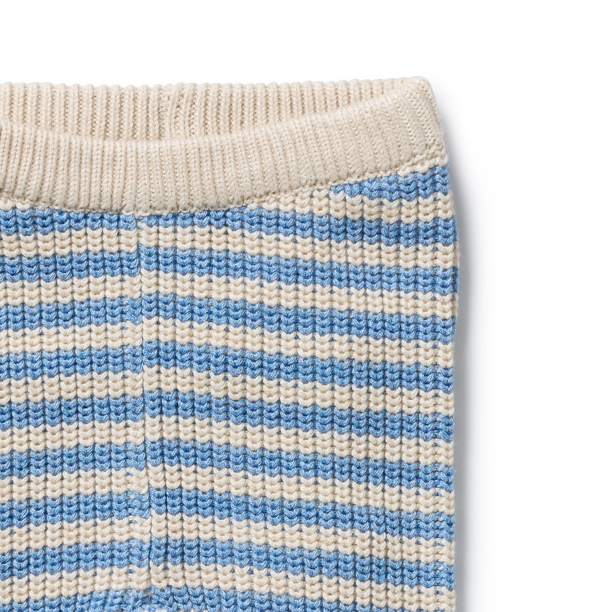 Frosted Blue Organic Knitted Stripe Legging with Feet - Image 2