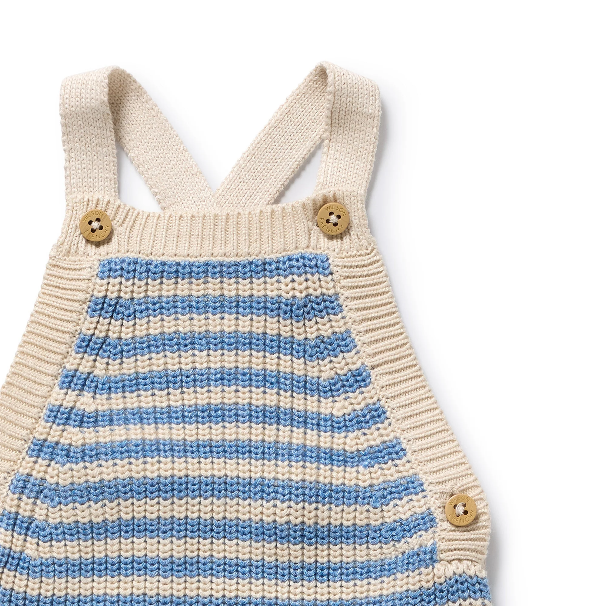 Frosted Blue Organic Knitted Stripe Overall - Image 2