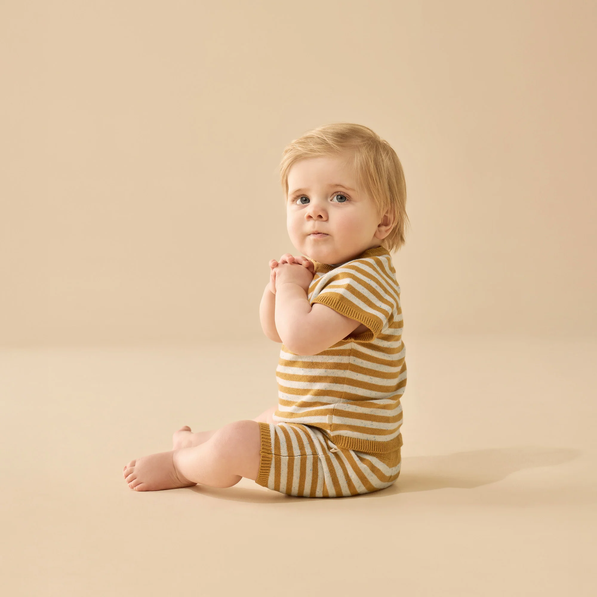 Organic Knitted Set - Golden Wave Stripe - Image 3