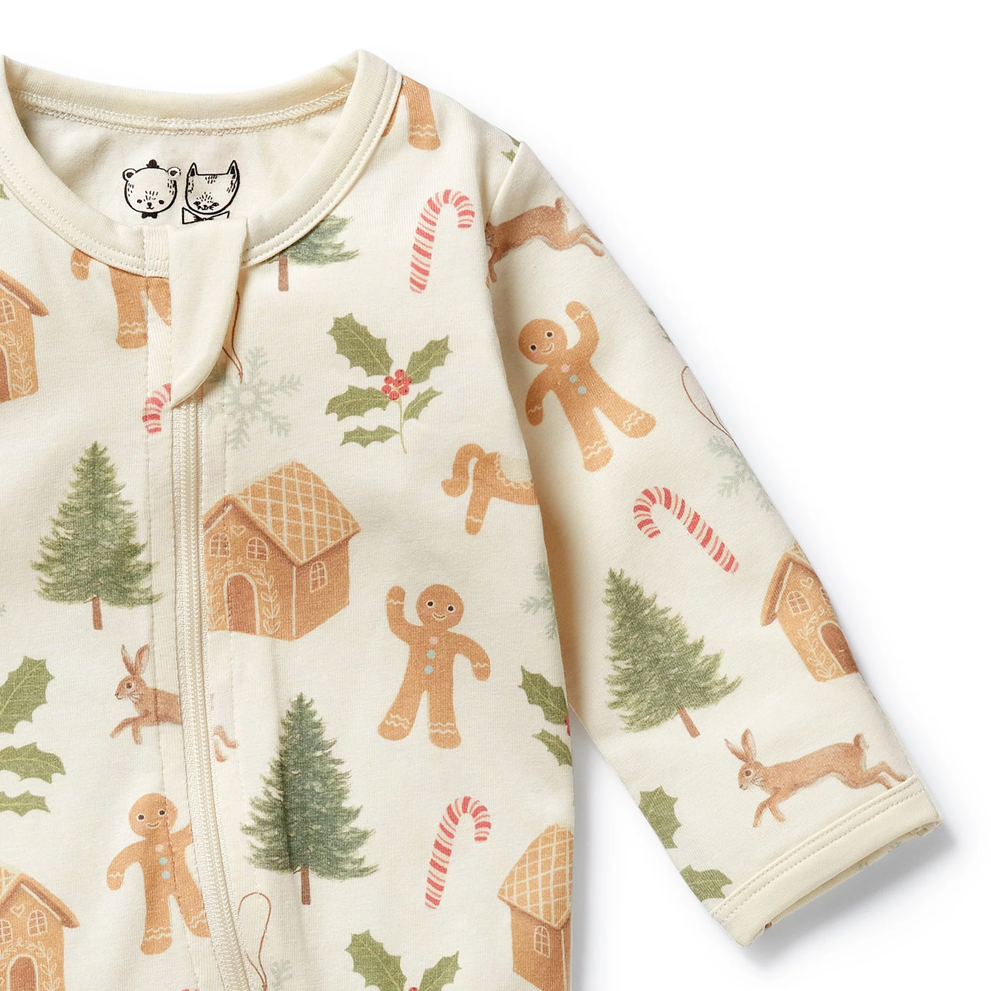 Organic Zipsuit with Feet - Holly Jolly Magic - Image 4