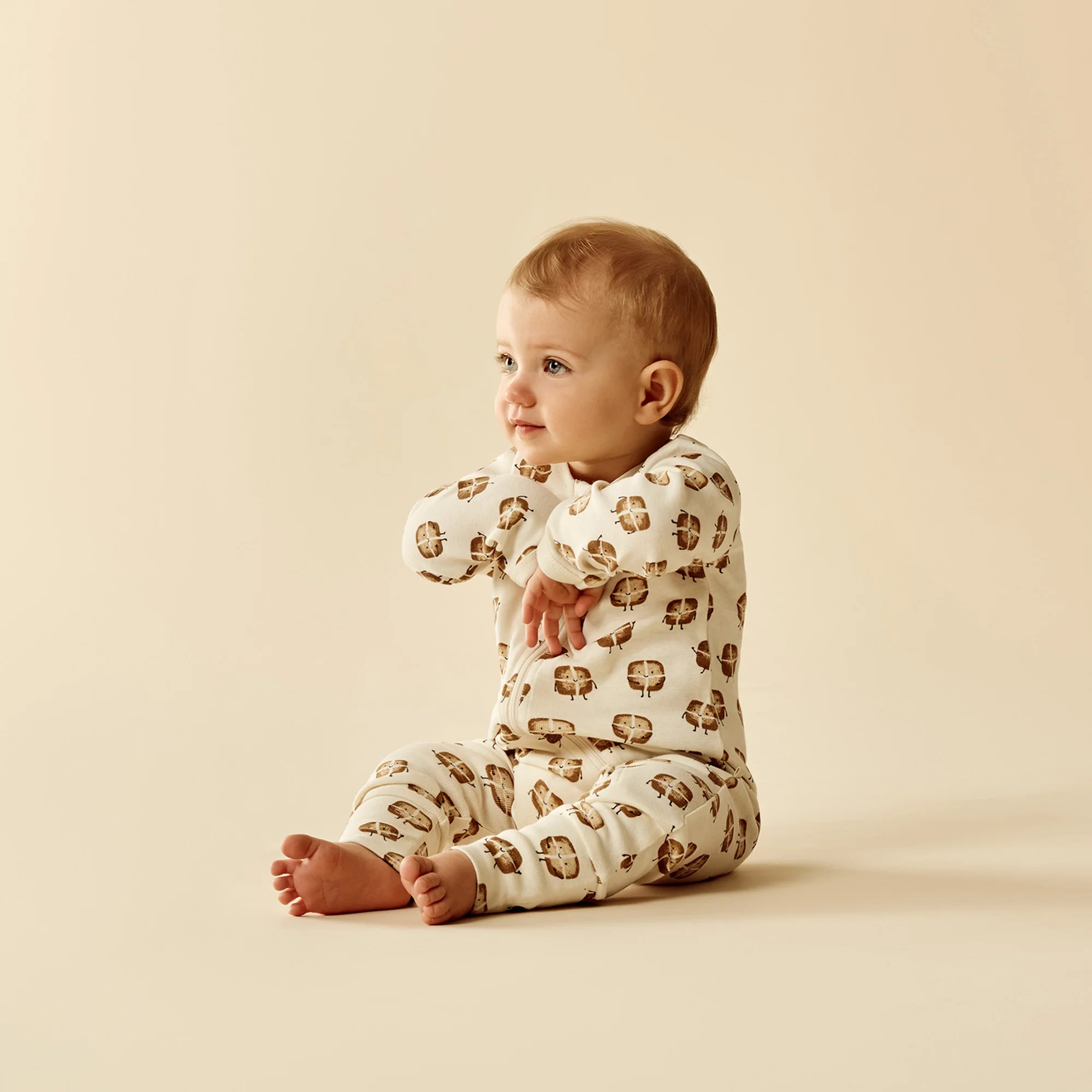 Hot Cross Buns Organic Zipsuit With Feet - Image 5