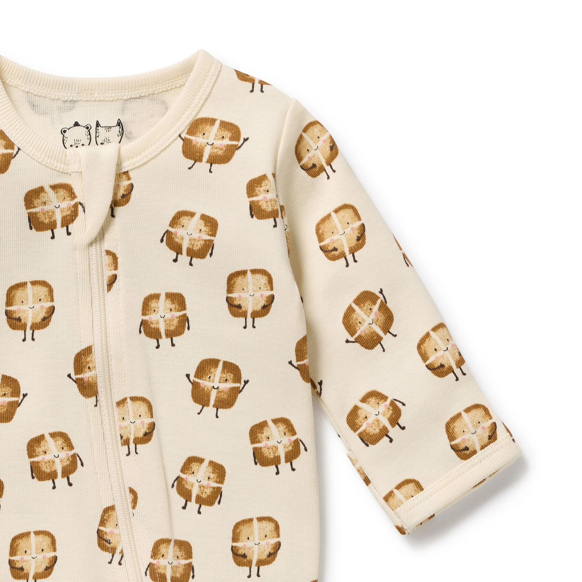 Hot Cross Buns Organic Zipsuit With Feet - Image 6
