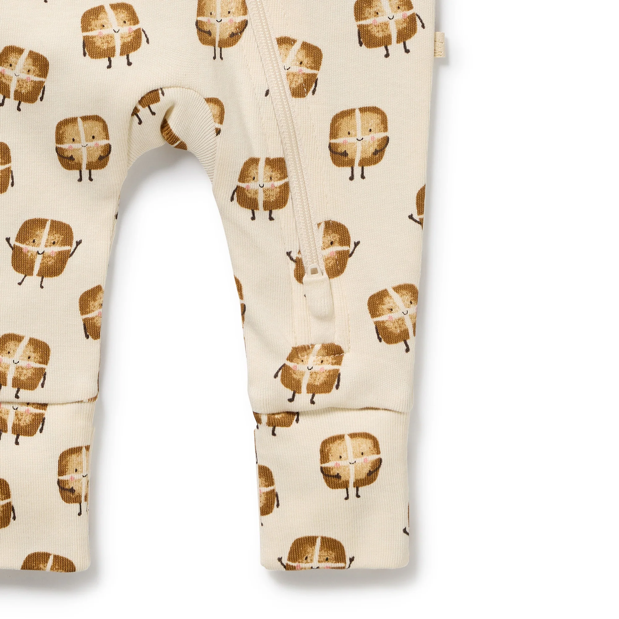 Hot Cross Buns Organic Zipsuit With Feet - Image 7