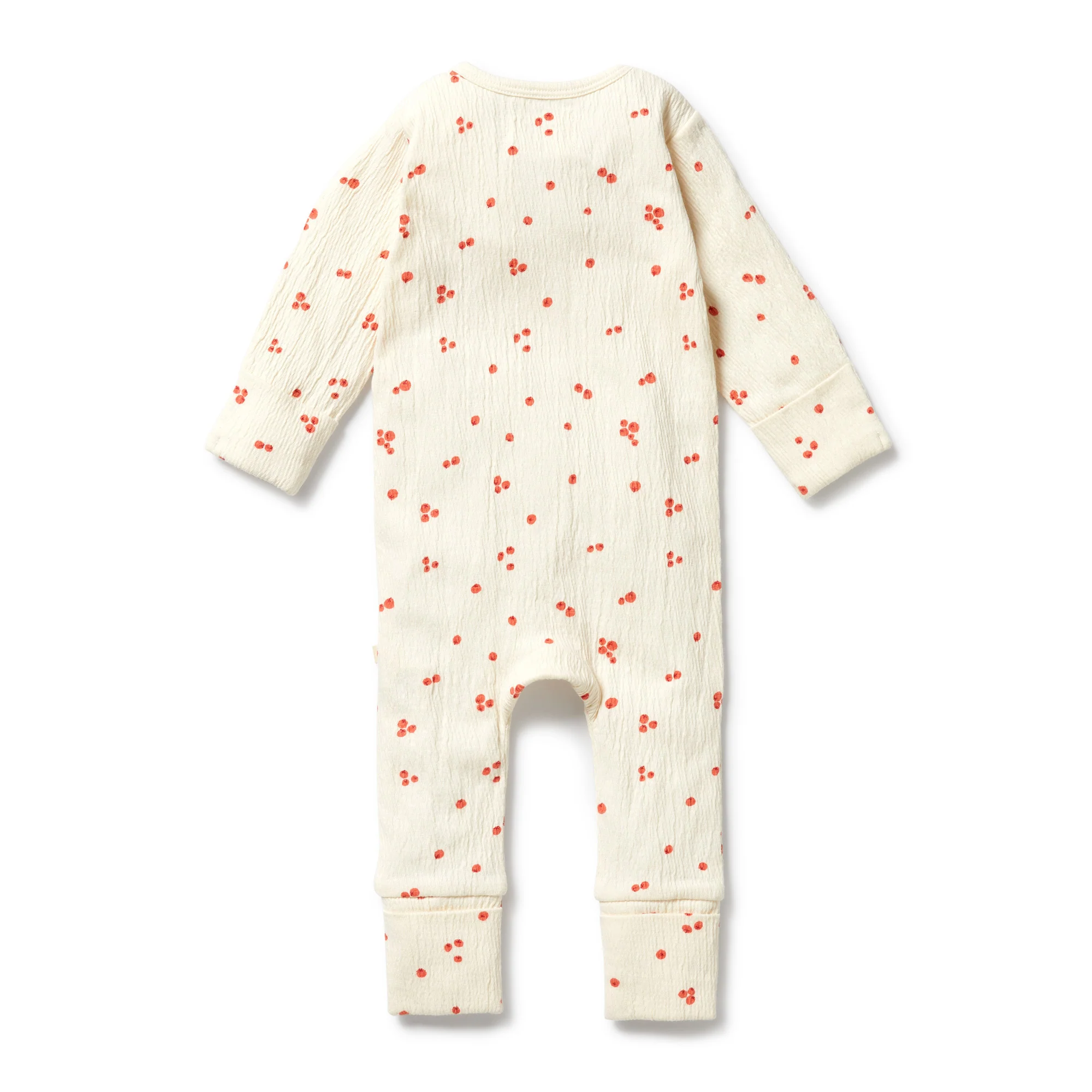 Organic Crinkle Zipsuit with Feet - Jolly Holly - Image 4