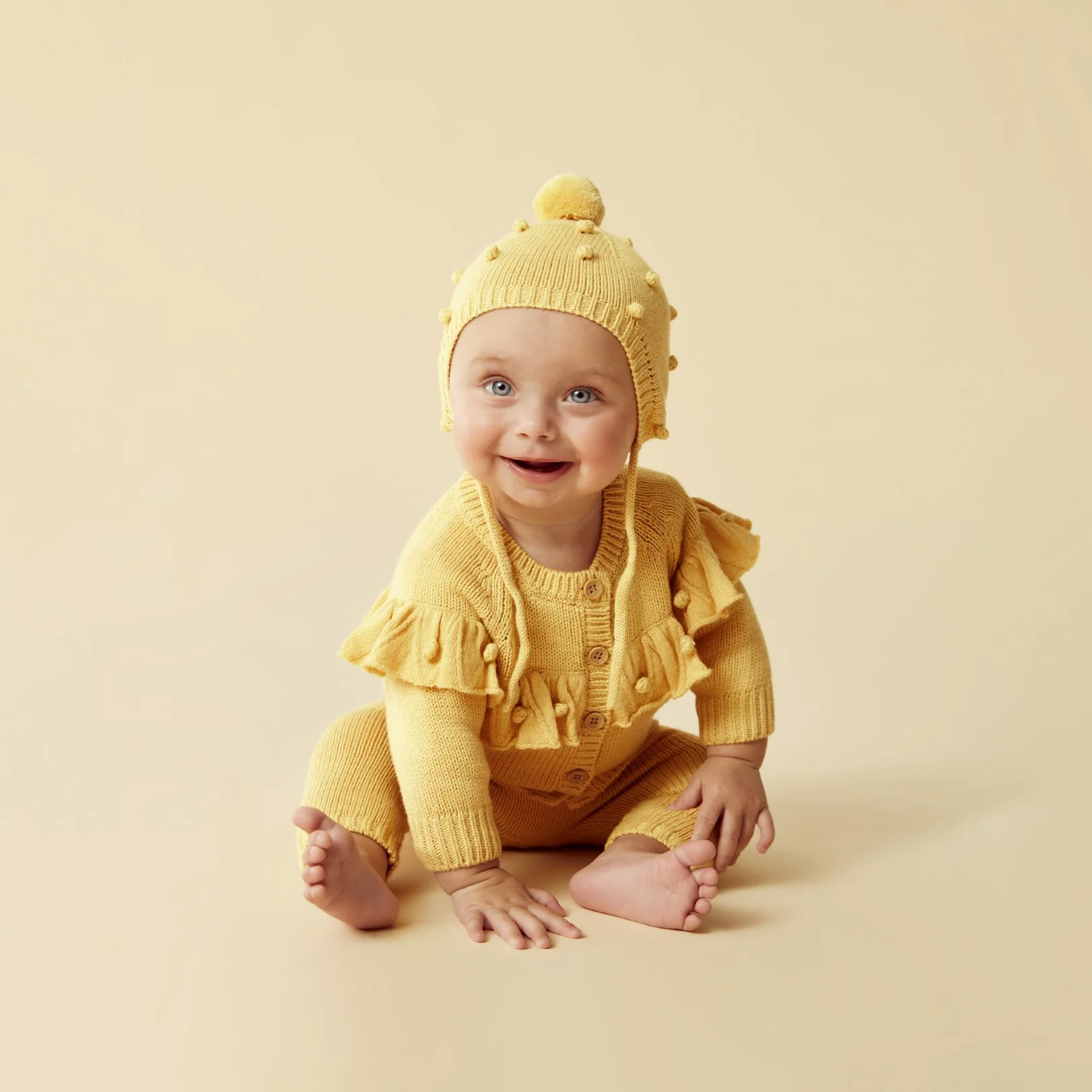 Wilson and Frenchy Knitted Bauble Bonnet - Dijon - Image 3