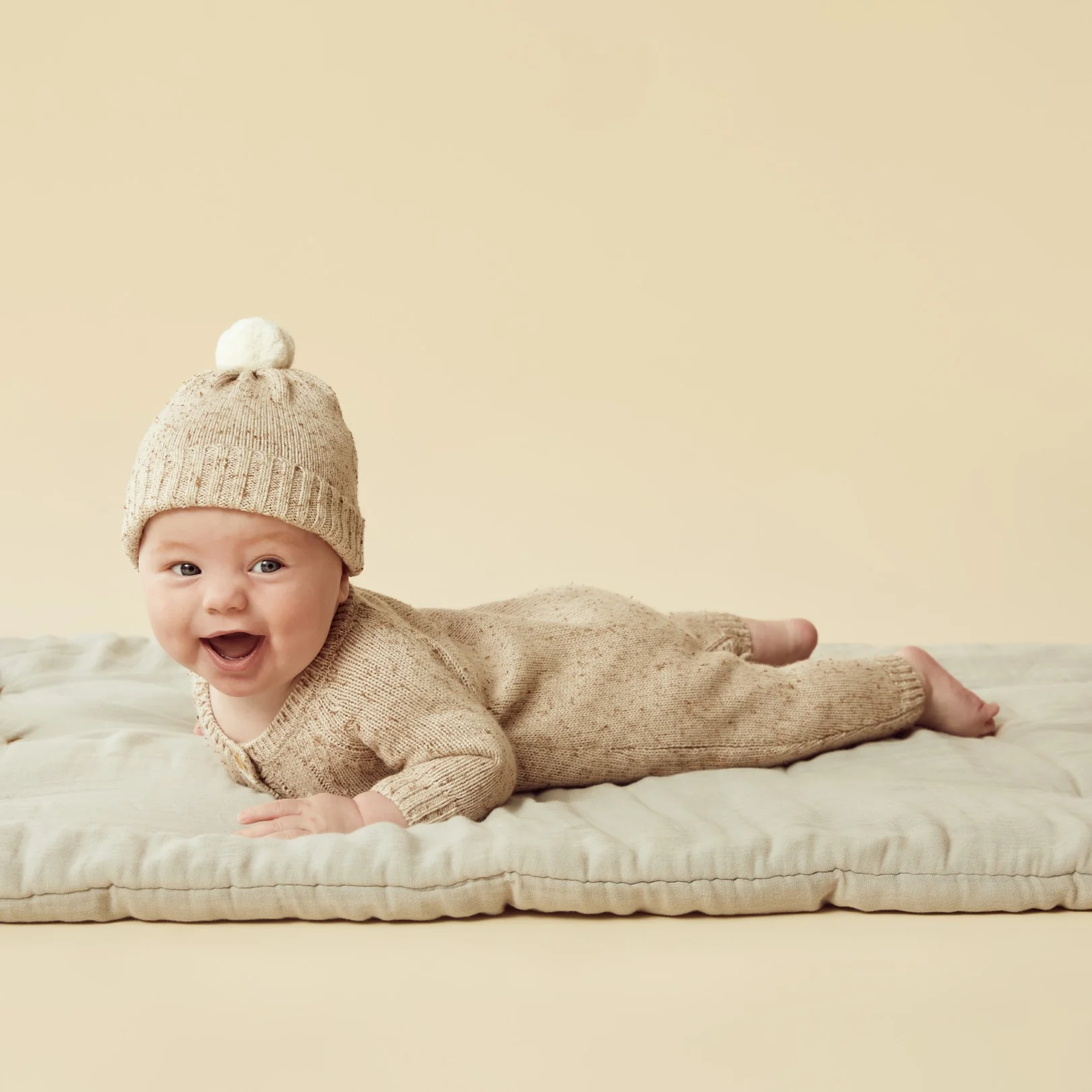 Knitted Cable Growsuit - Almond Fleck - Image 2