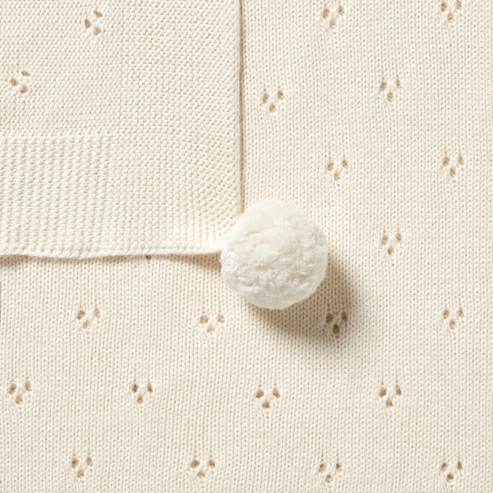 Knitted Pointelle Blanket - Ecru - Image 4
