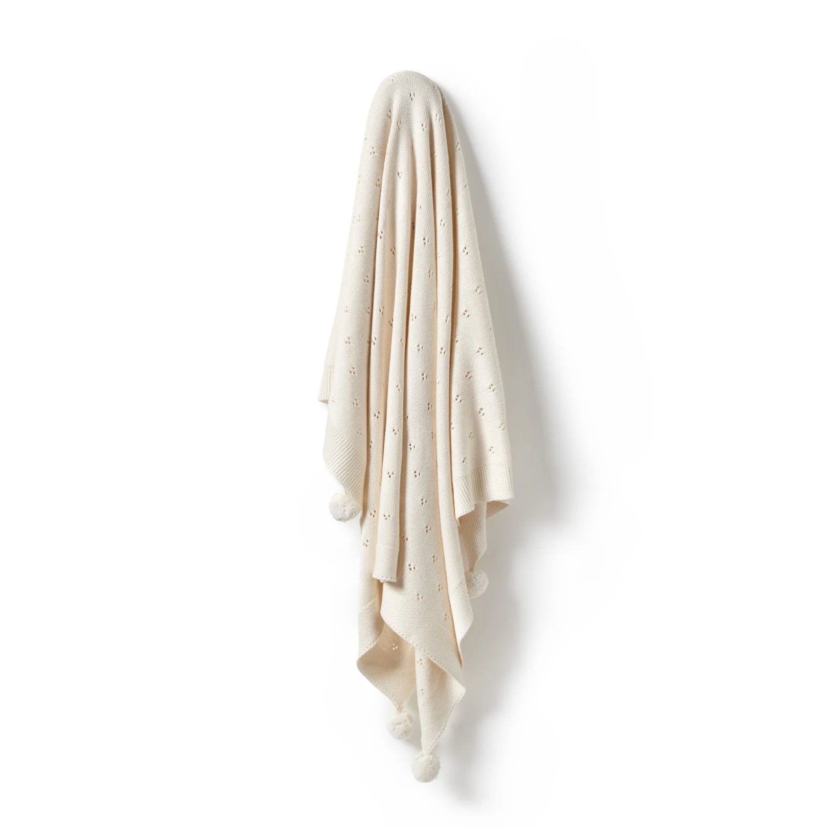 Knitted Pointelle Blanket - Ecru - Image 5