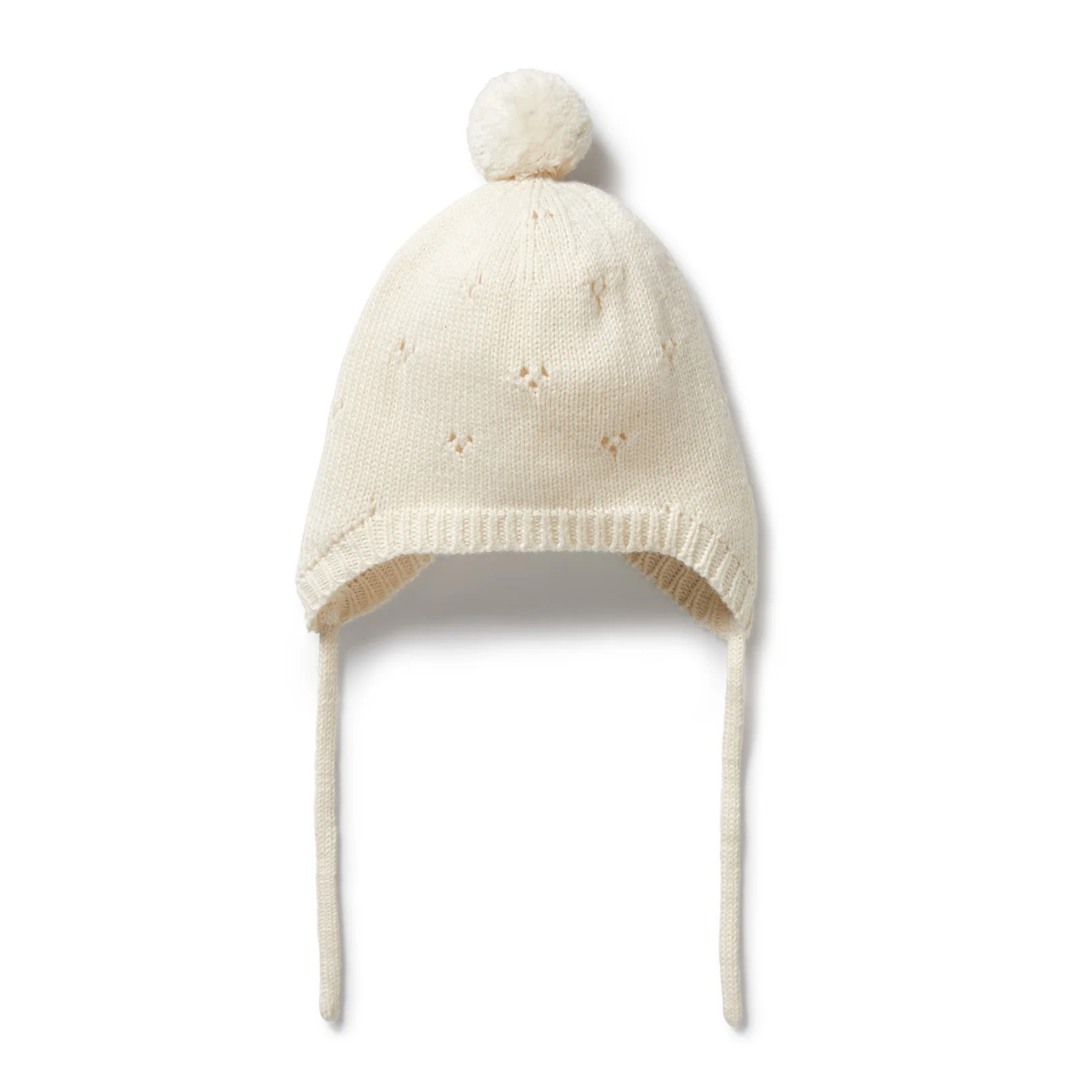 Knitted Pointelle Bonnet - Ecru