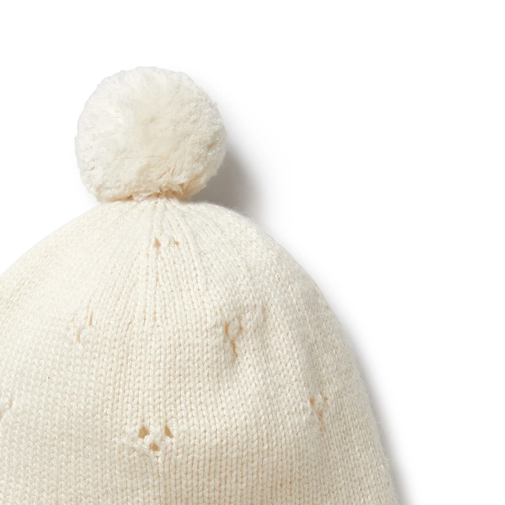 Knitted Pointelle Bonnet - Ecru - Image 3