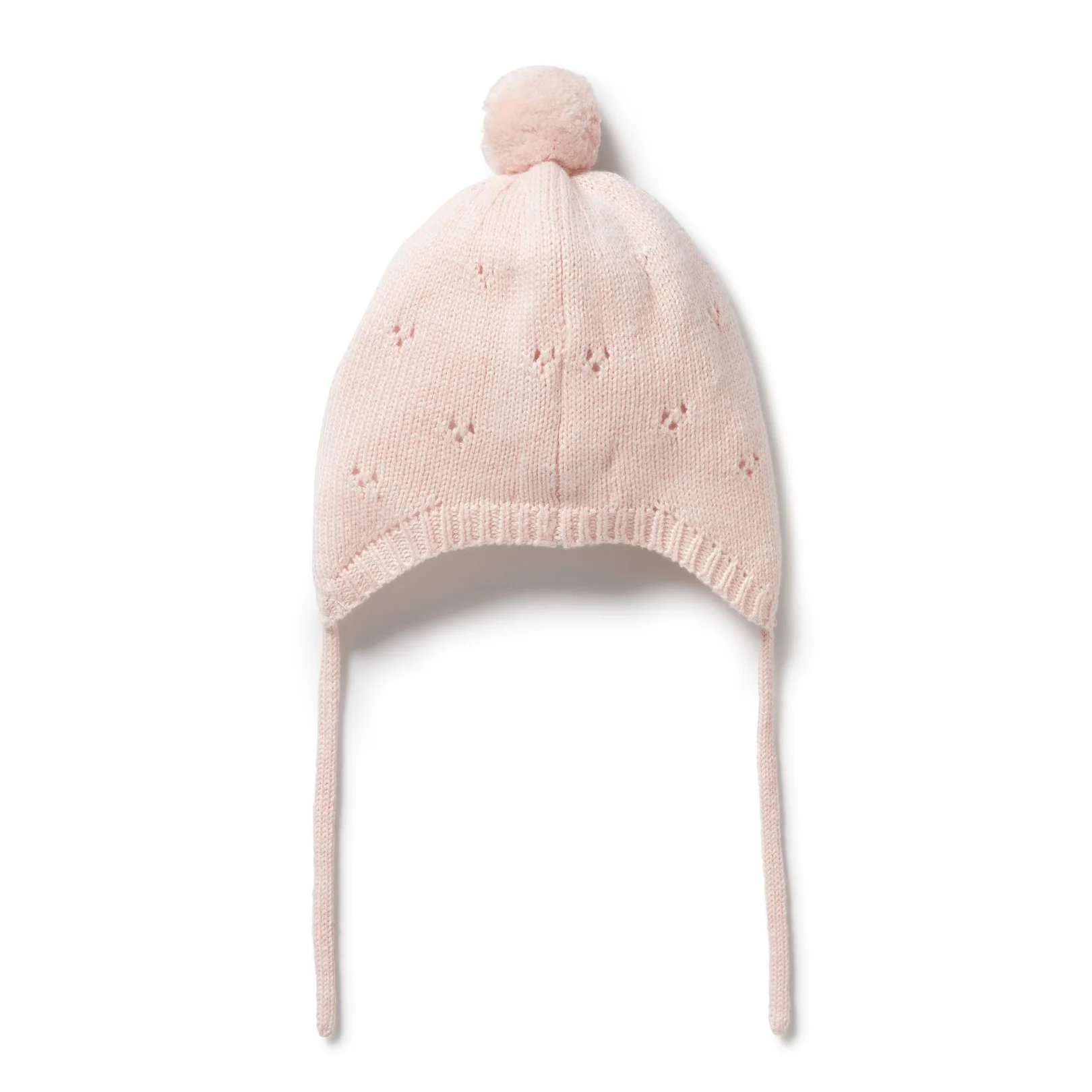 Knitted Pointelle Bonnet - Pink - Image 3