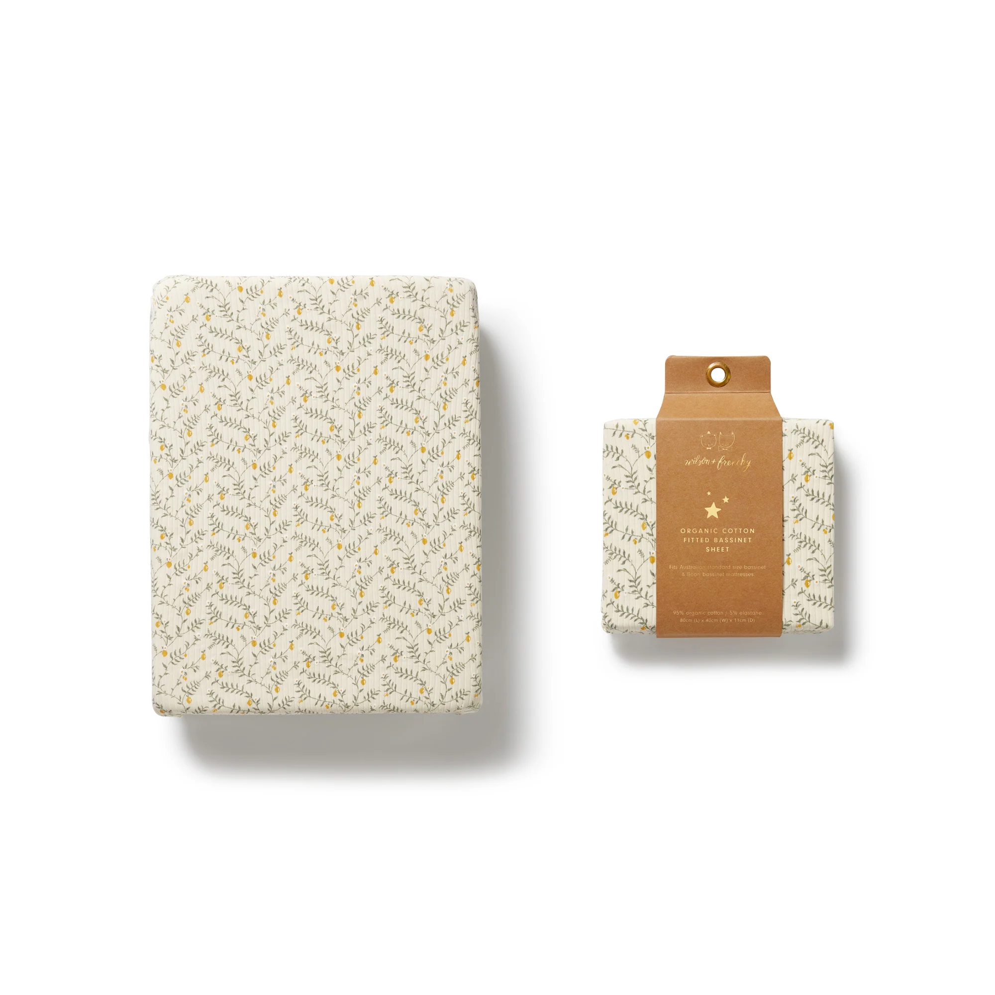 Organic Bassinet Sheet - Lemon Leaf - Image 4