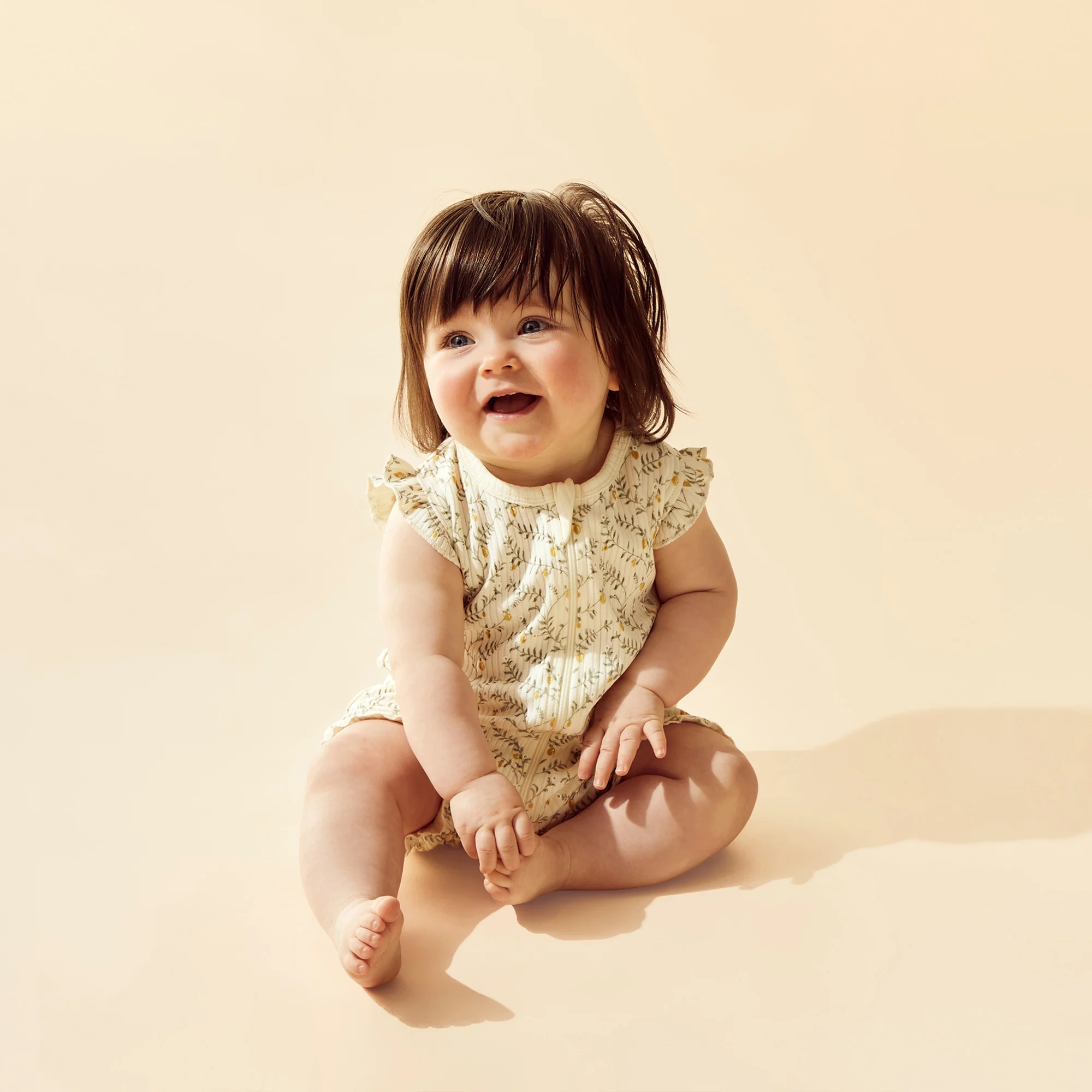Organic Ruffle Zipsuit - Lemon Leaf - Image 2