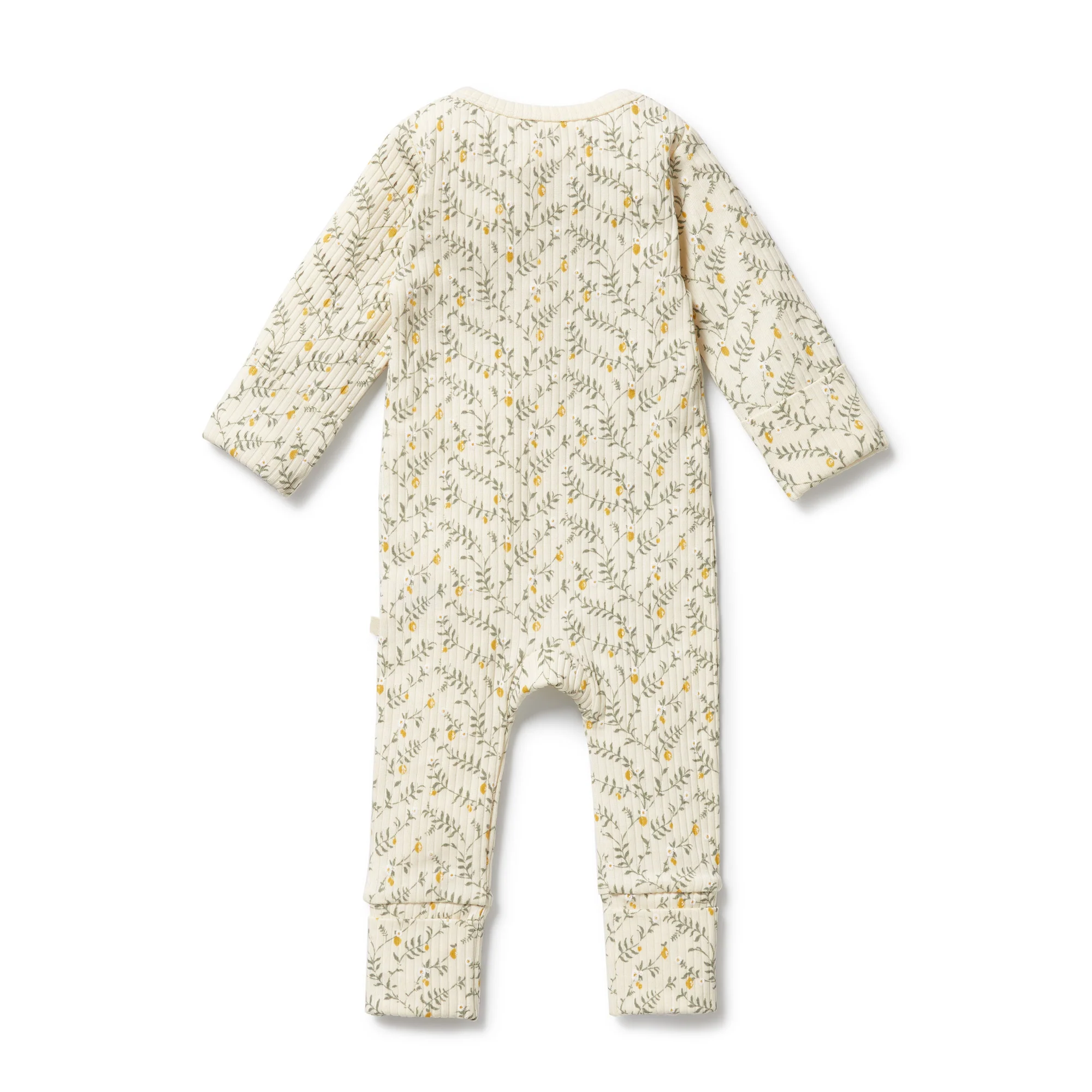 Organic Zipsuit with Feet - Lemon Leaf - Image 4