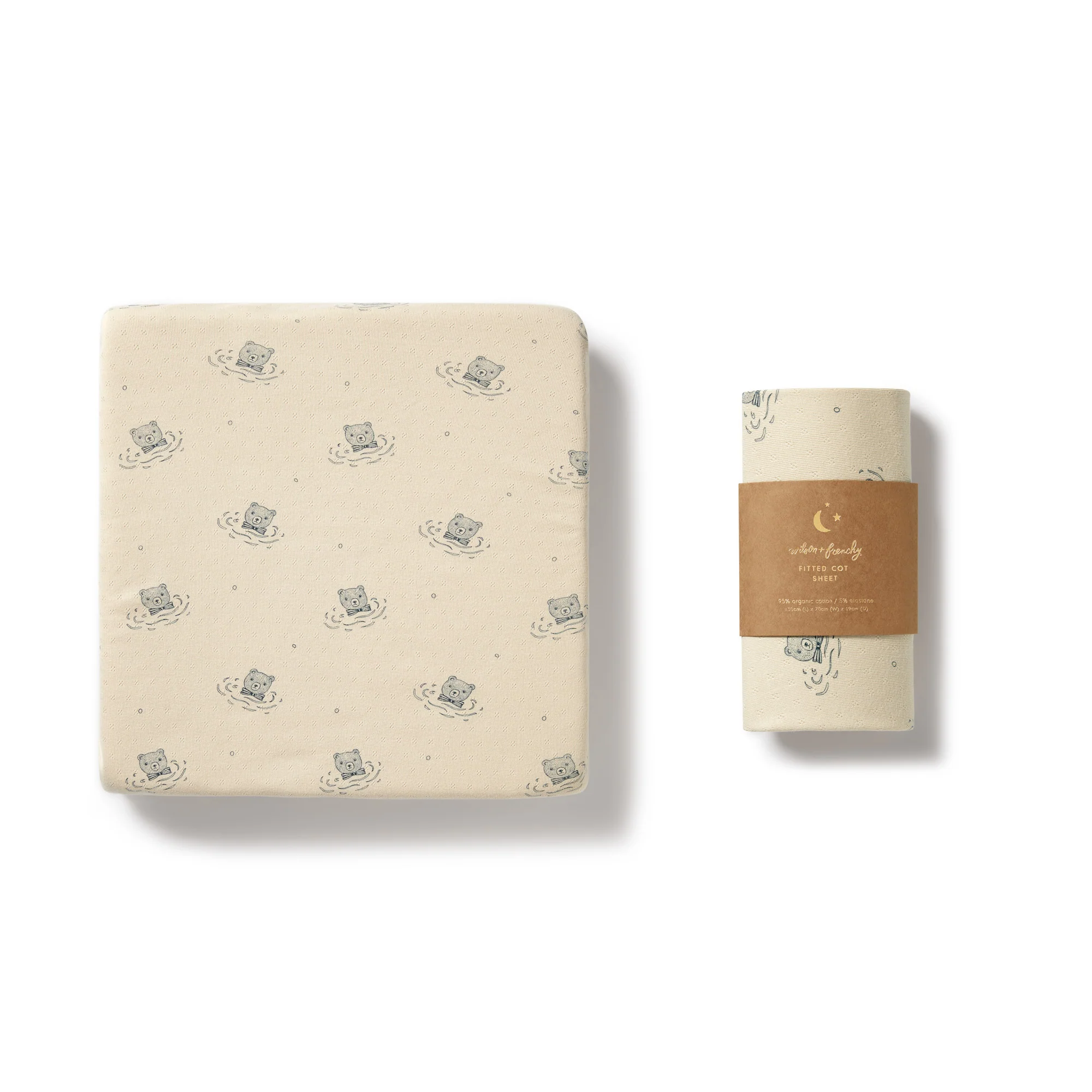 Wilson and Frenchy Little Bear Organic Pointelle Cot Sheet - Image 3