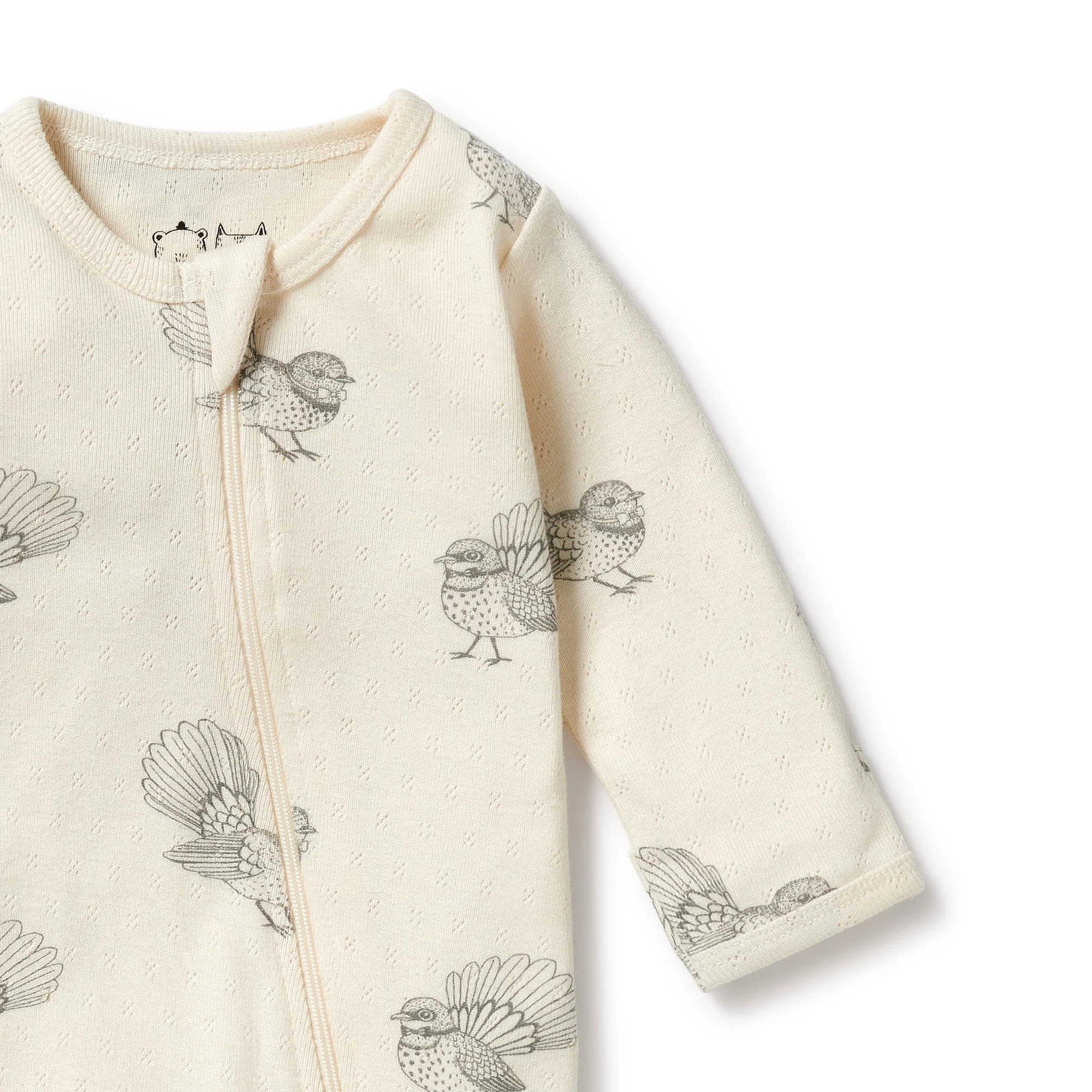 Little Fantail Organic Pointelle Zipsuit with Feet - Image 3
