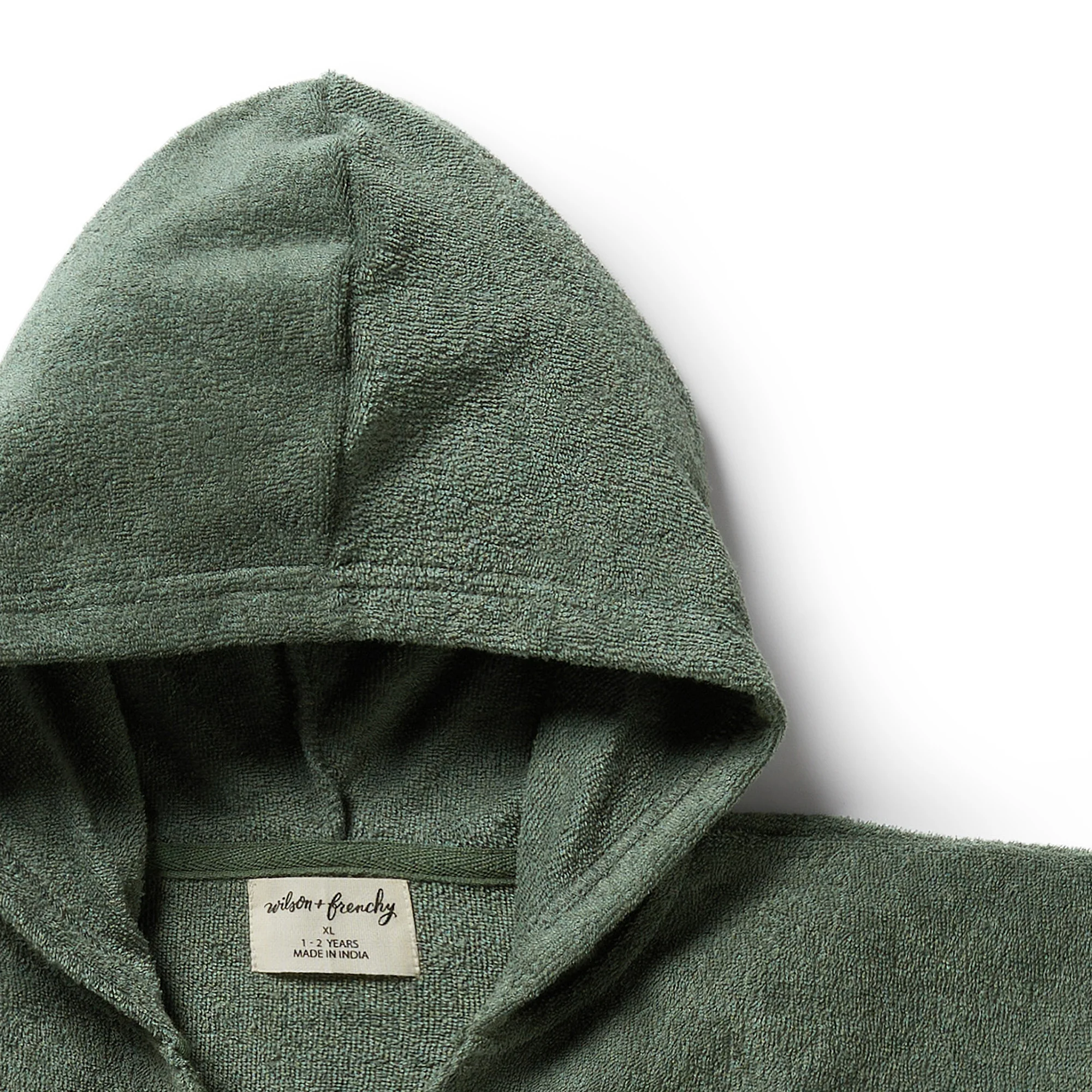 Organic Terry Hooded Poncho - Moss - Image 2