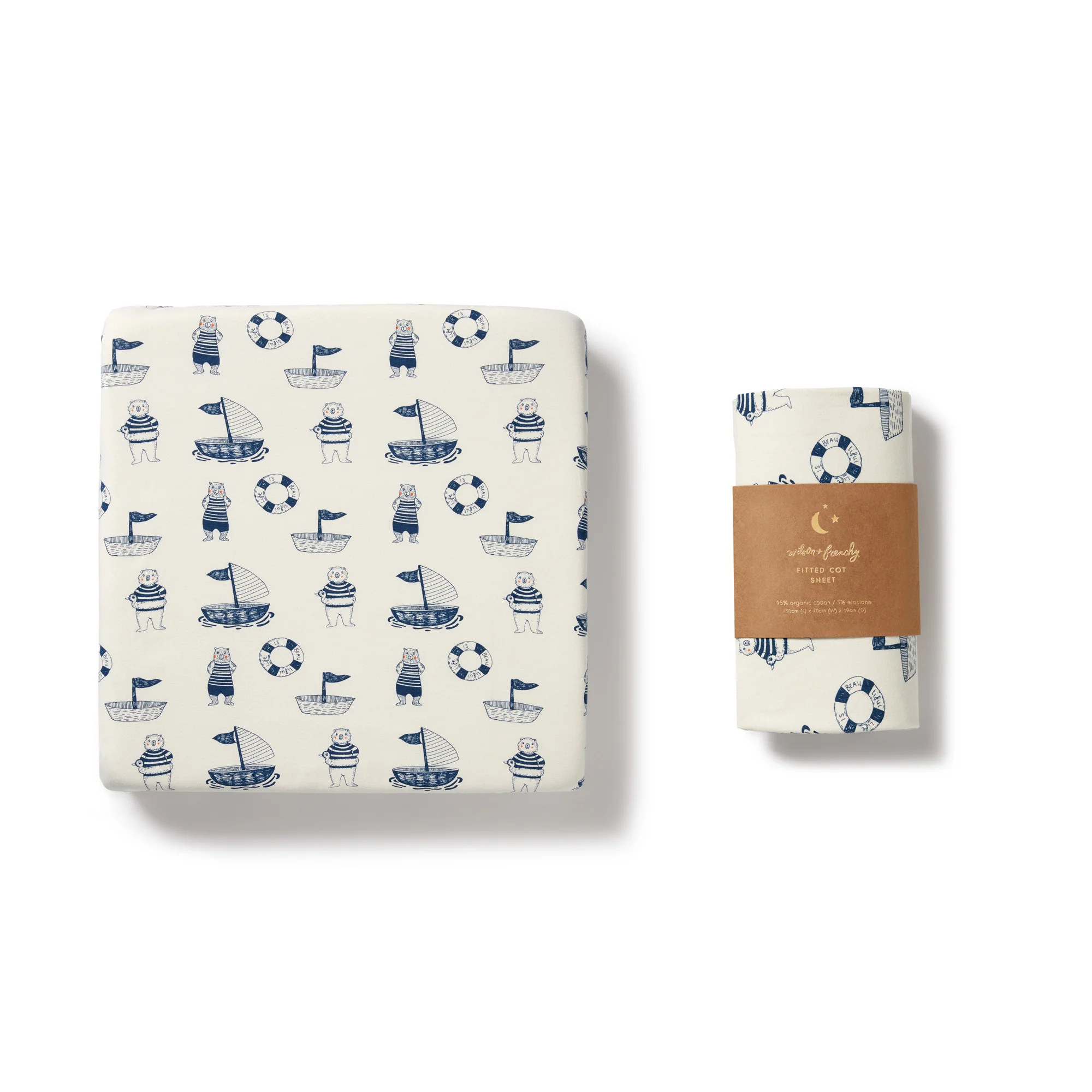 Nautical Bear Organic Cot Sheet - Image 3