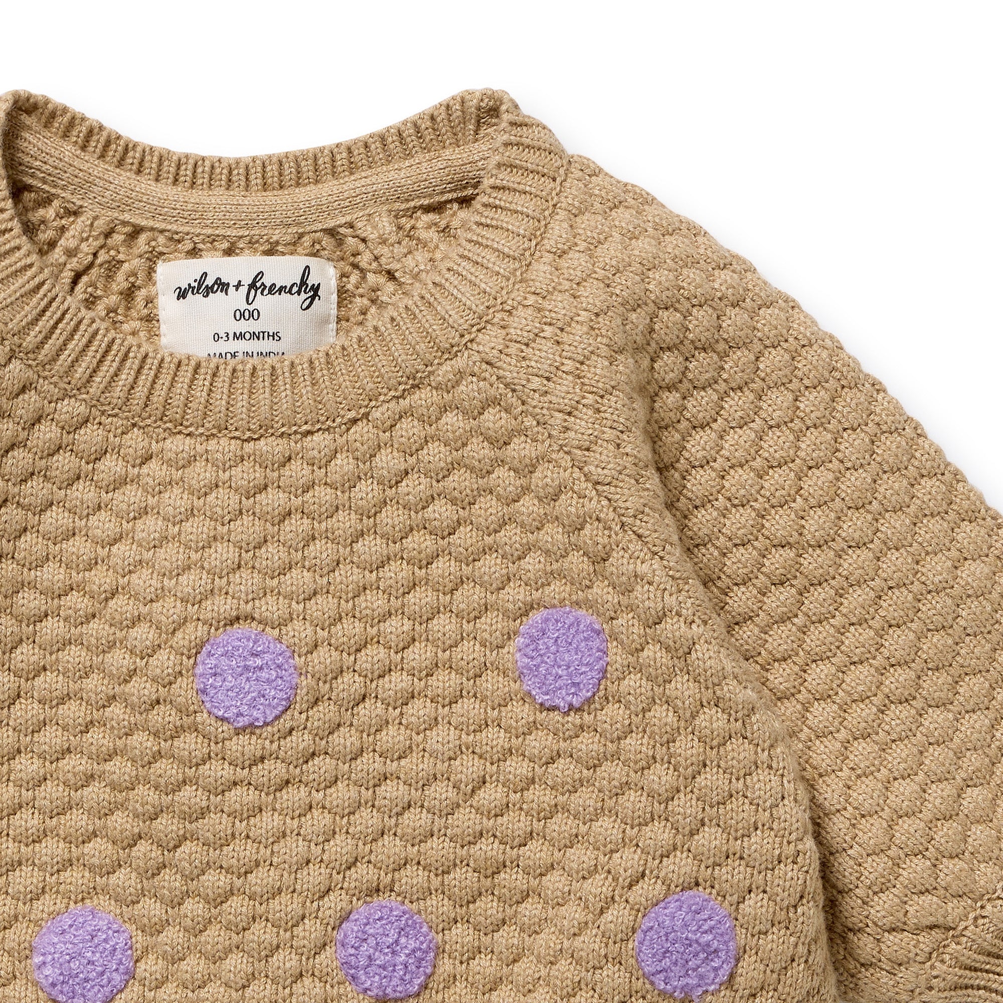 Oat and Mulberry Organic Knitted Bubble Bodysuit - Image 3