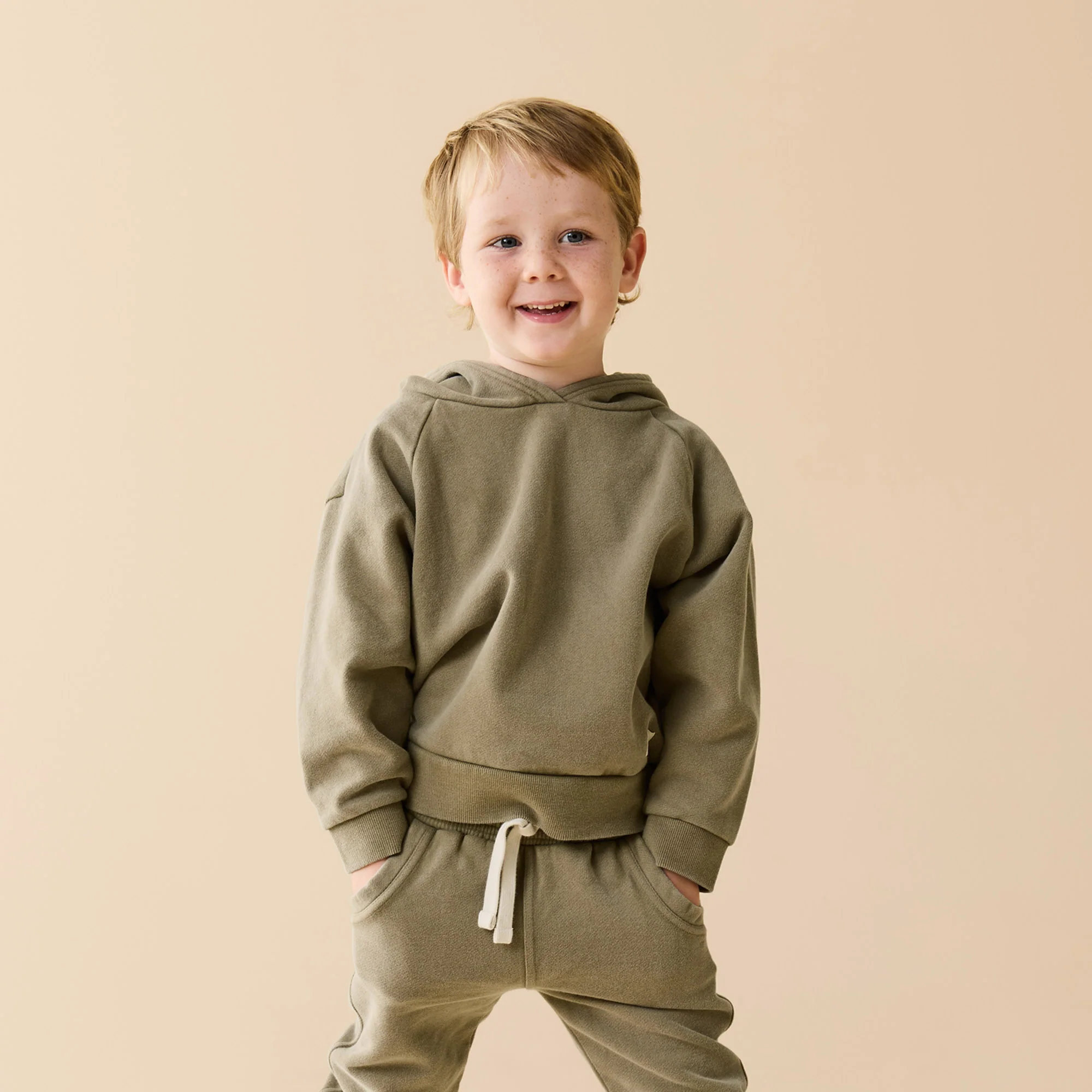 Olive Organic Terry Hooded Sweat - Image 2