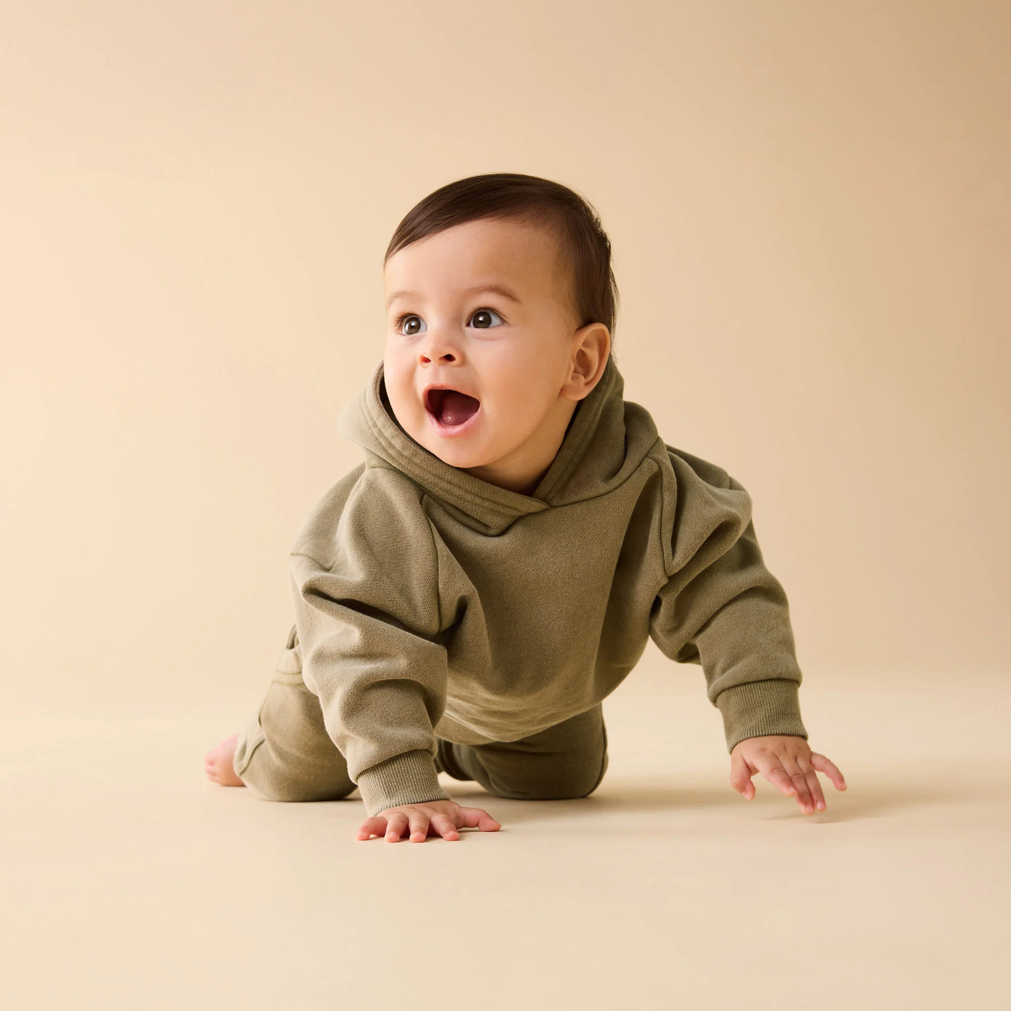 Olive Organic Terry Hooded Sweat - Image 4
