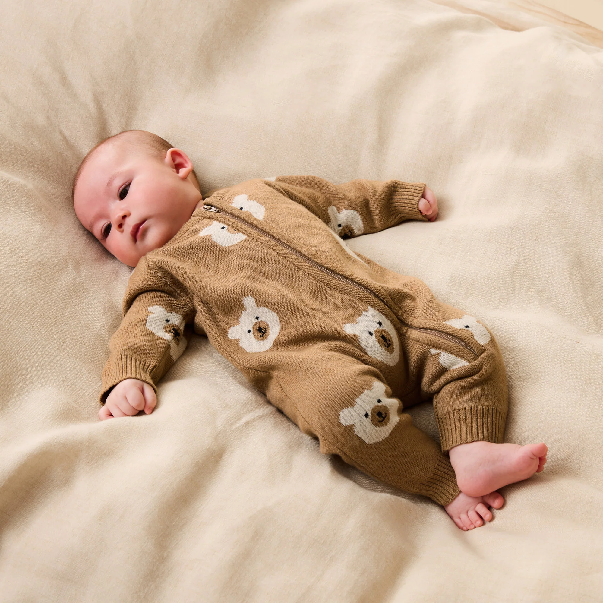 Beary Cute Organic Knitted Jacquard Growsuit - Image 2