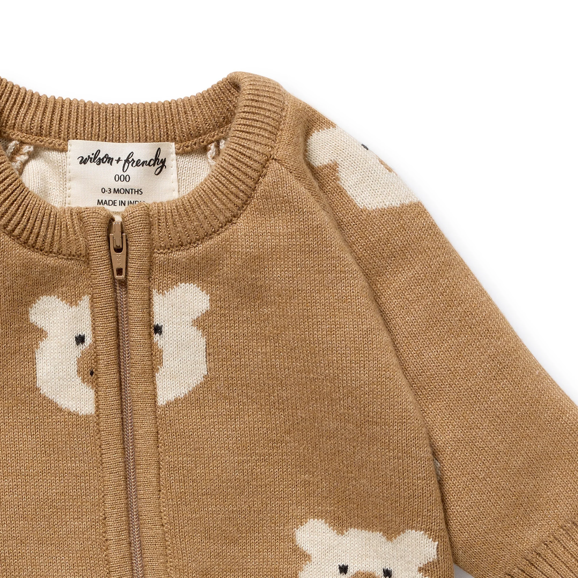 Beary Cute Organic Knitted Jacquard Growsuit - Image 4